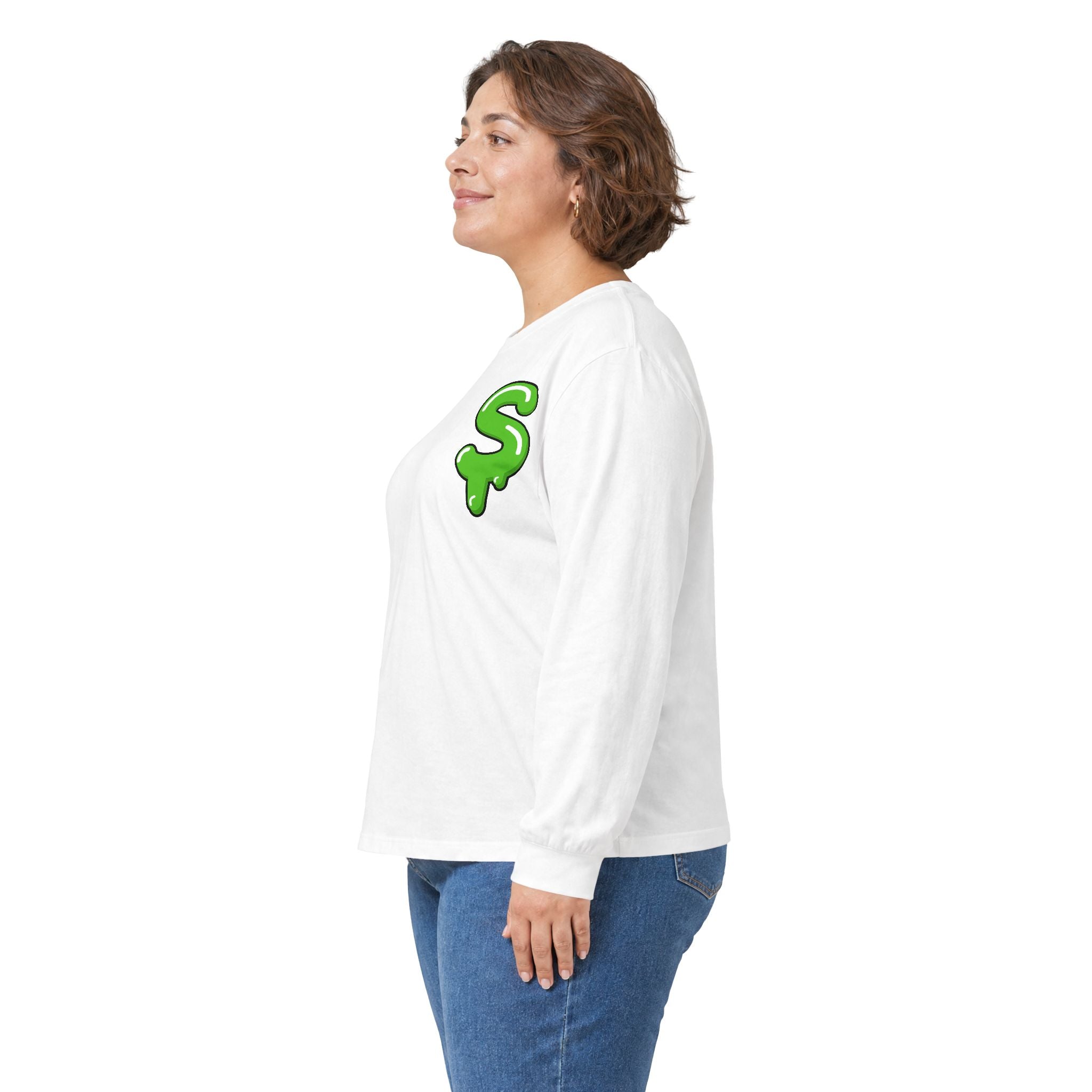 The Slime Shop Ultra Cotton Long-Sleeve Tee — Carolina Blue / Green Slime $