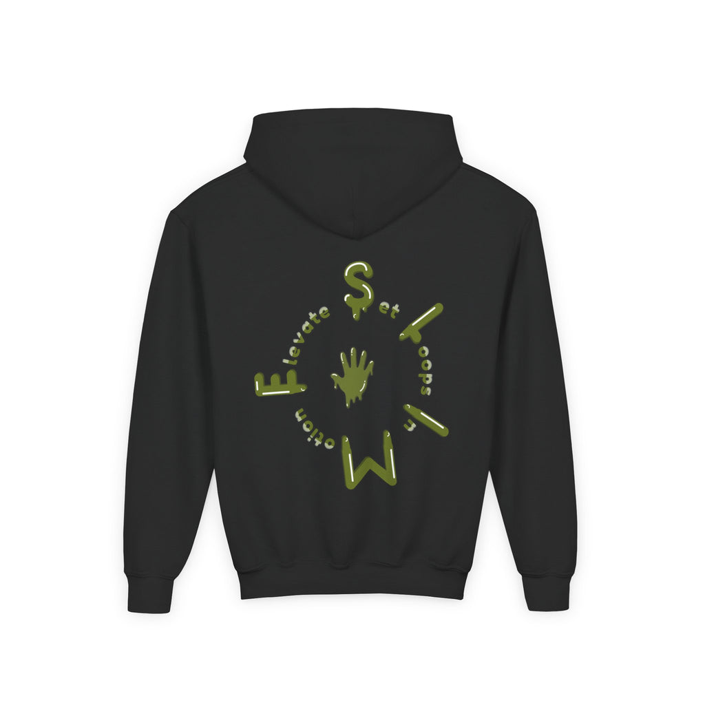 The Slime Shop Youth Hoodie — Red / Army Green Slime $