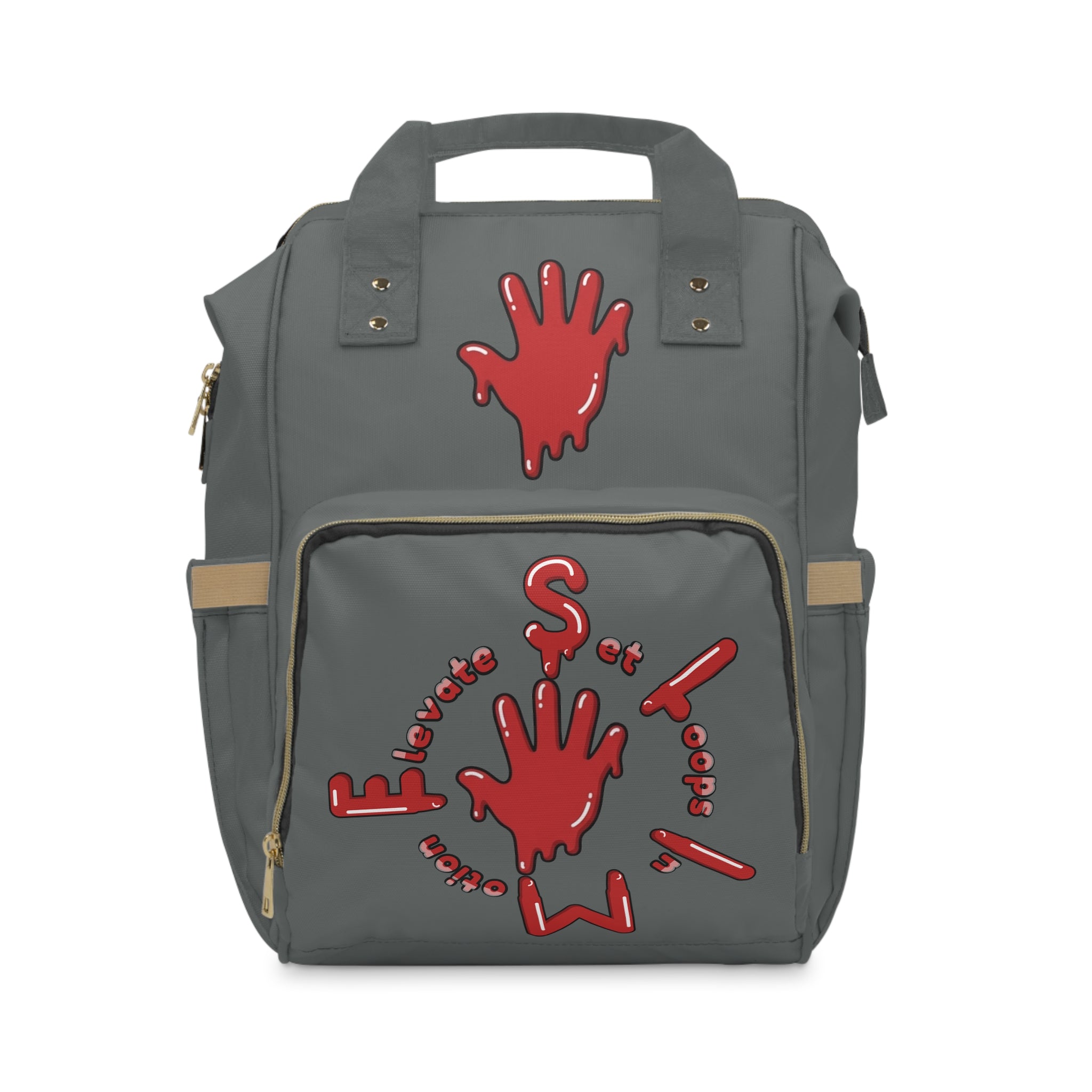 The Slime Shop Diaper Backpack — Gray / Red Slime Sircle