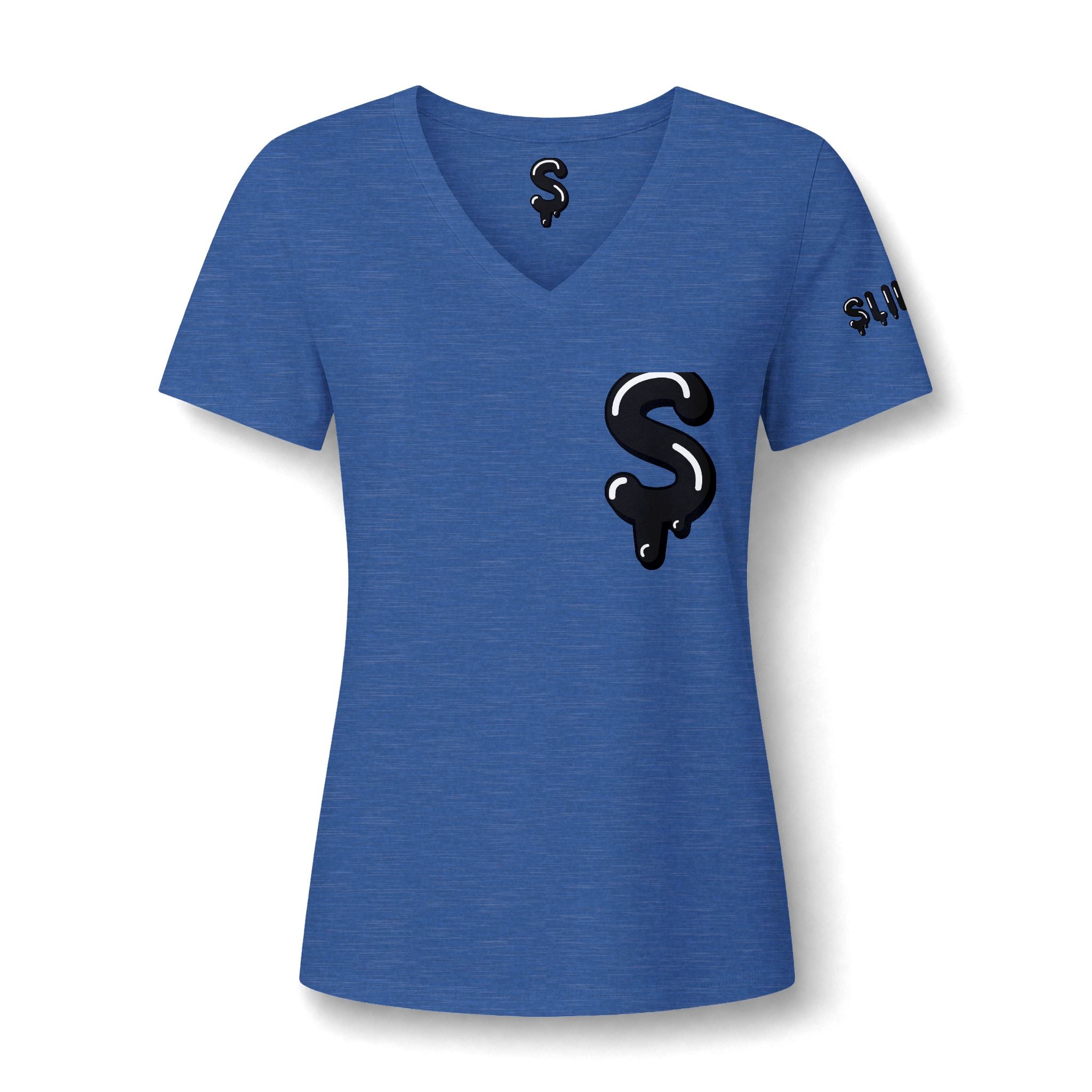 The Slime Shop Women's V-Neck Tee — White / Black Slime $