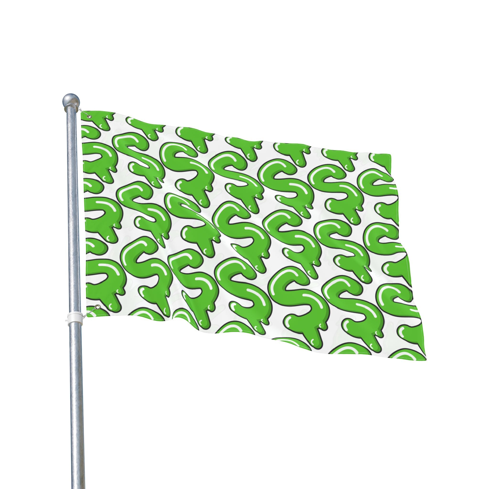 The Slime Shop Double Sided Flag — White / Green Slime S