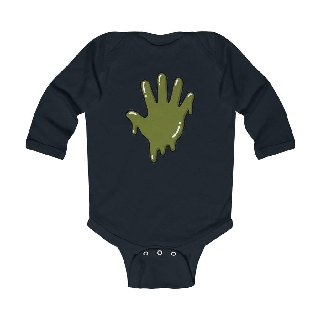 The Slime Shop Infant Long-Sleeve Bodysuit — Navy / Army Green Slime In 5