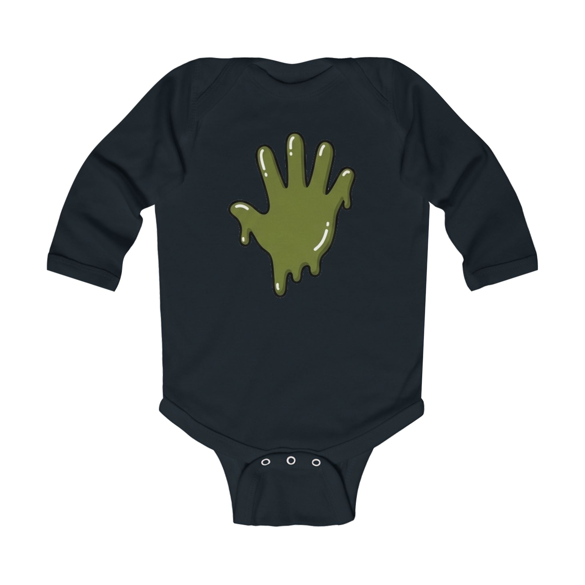 The Slime Shop Infant Long-Sleeve Bodysuit — Navy / Army Green Slime In 5