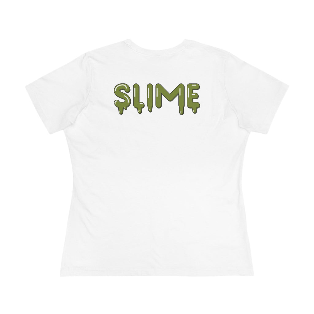 The Slime Shop Women's Tee — White / Olive Slime In 5