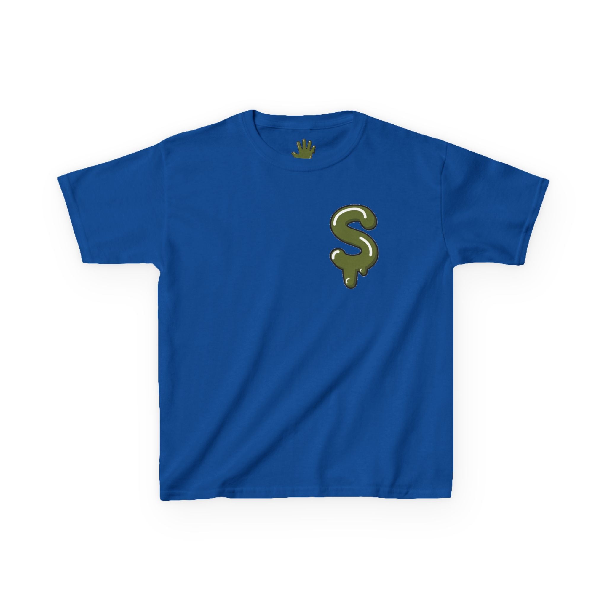 The Slime Shop Kids Heavy Cotton Tee — White / Military Green Slime $