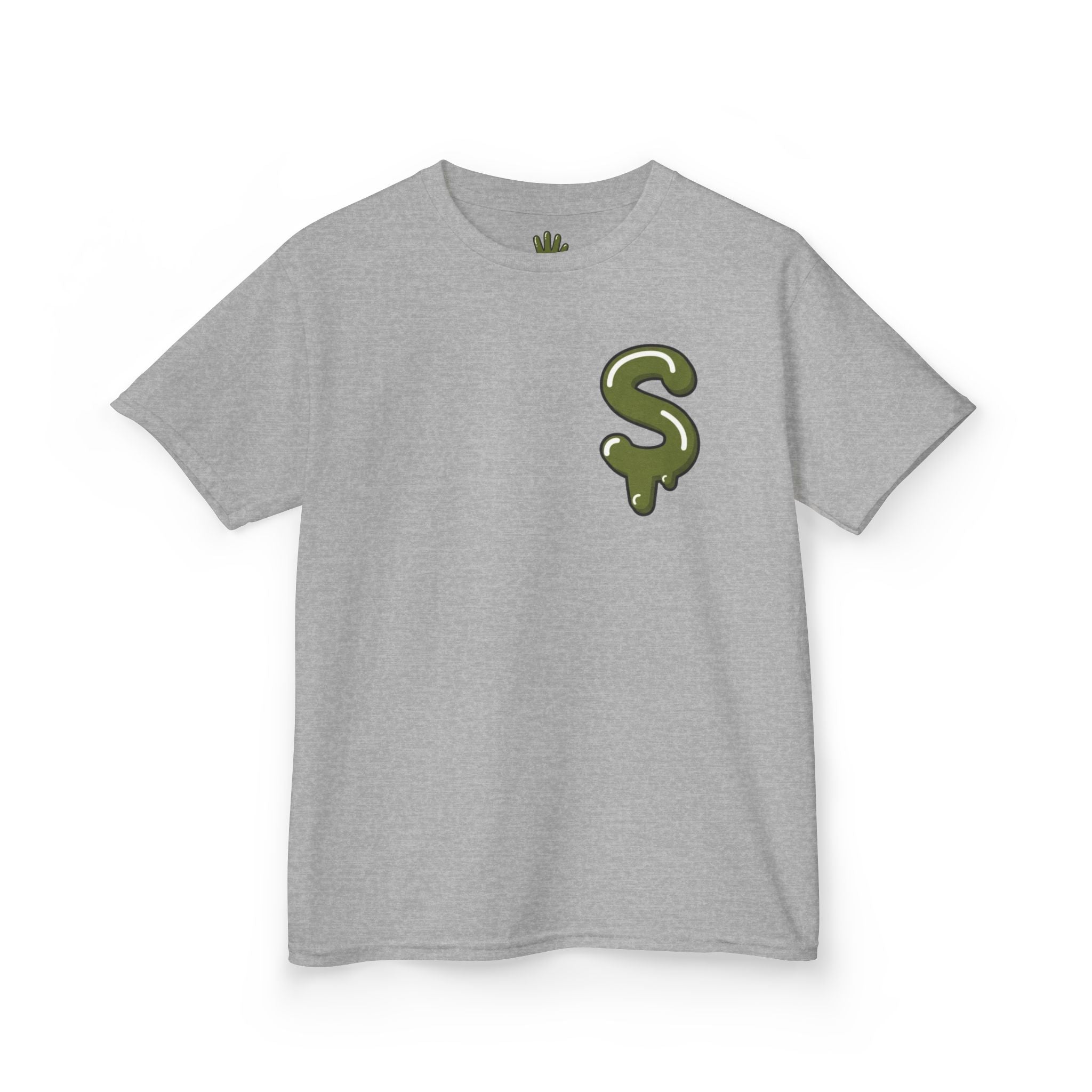 The Slime Shop Kids Heavy Cotton Tee — White / Military Green Slime $
