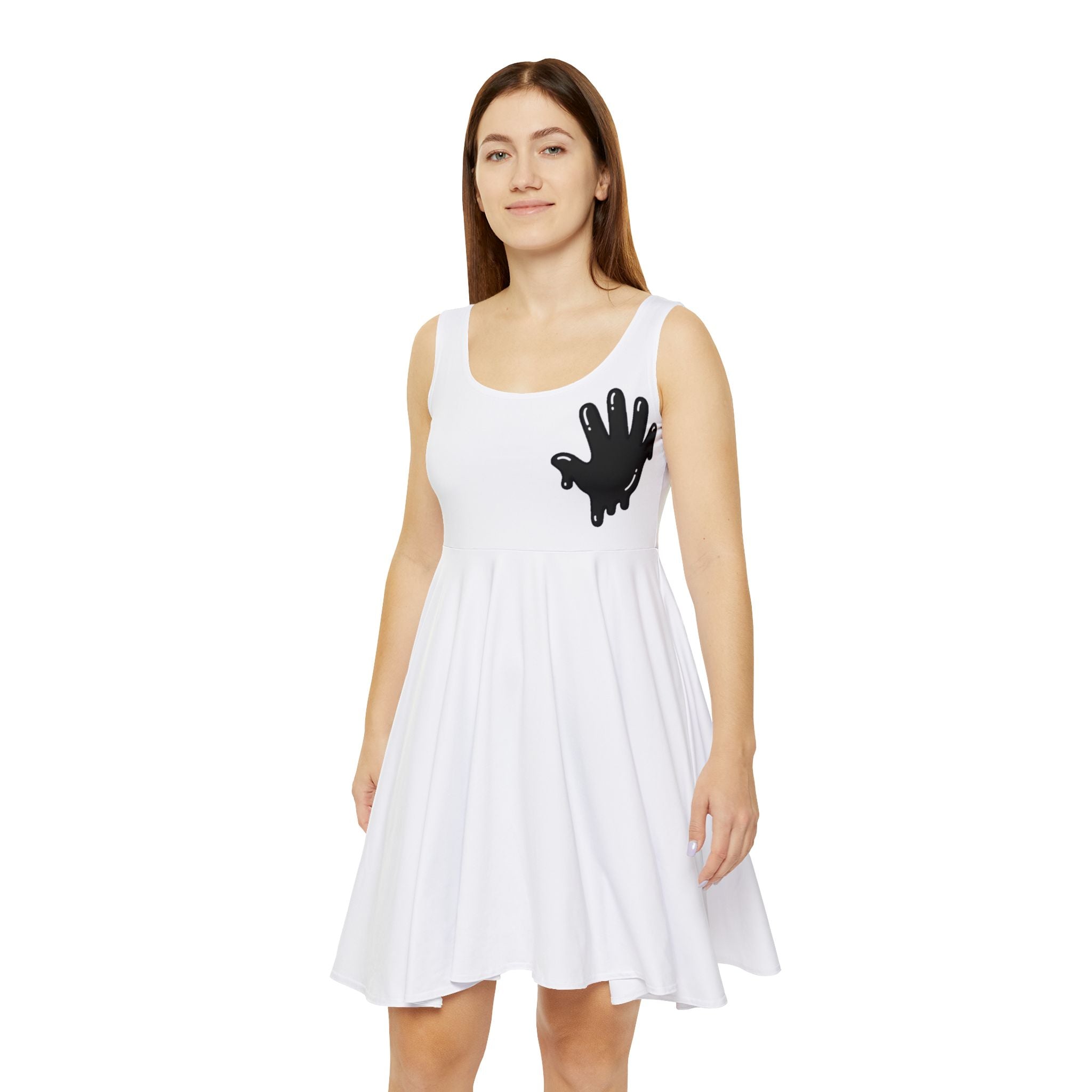 The Slime Shop Women's Skater Dress — White / Black Slime In 5