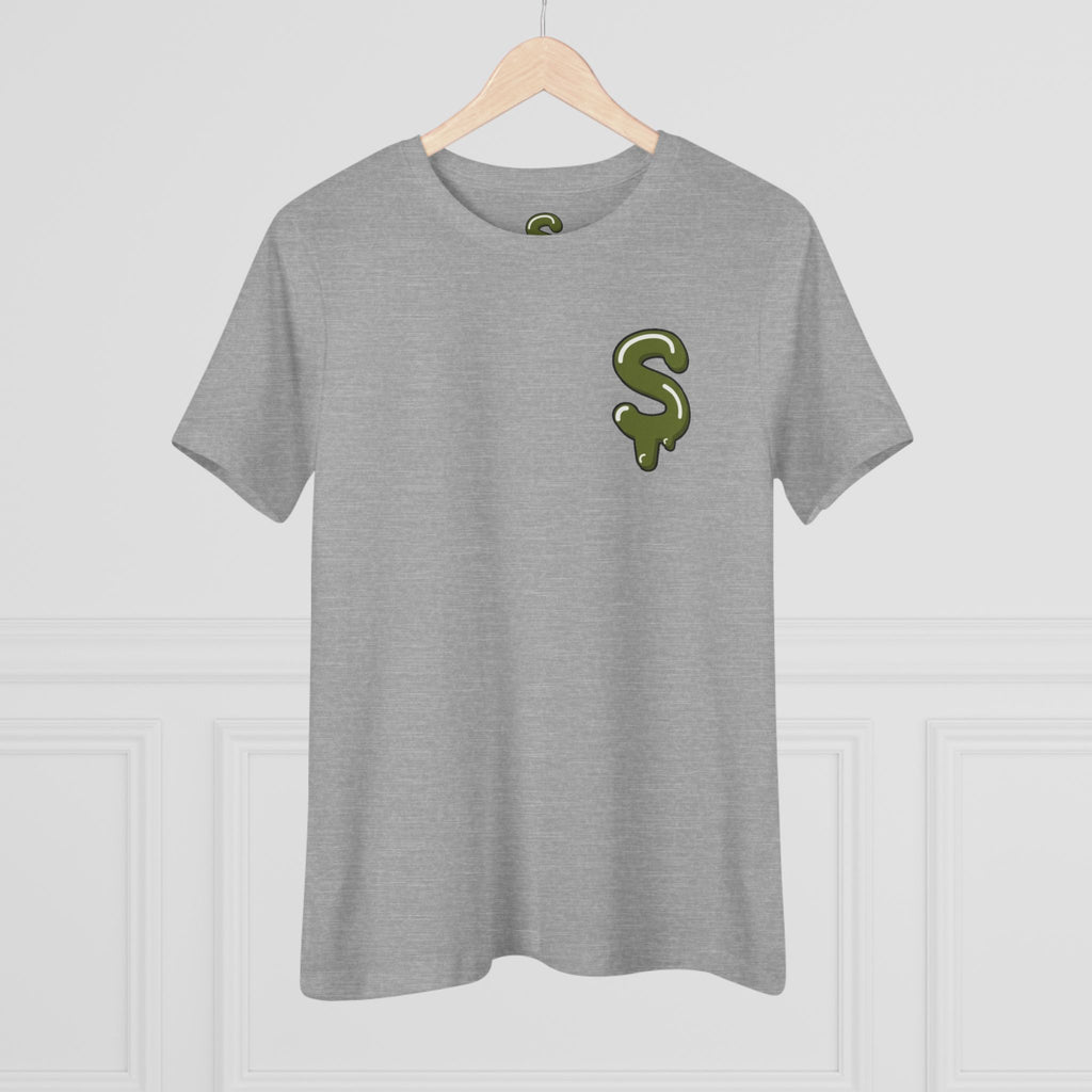 The Slime Shop Women's Tee — White / Olive Slime-$