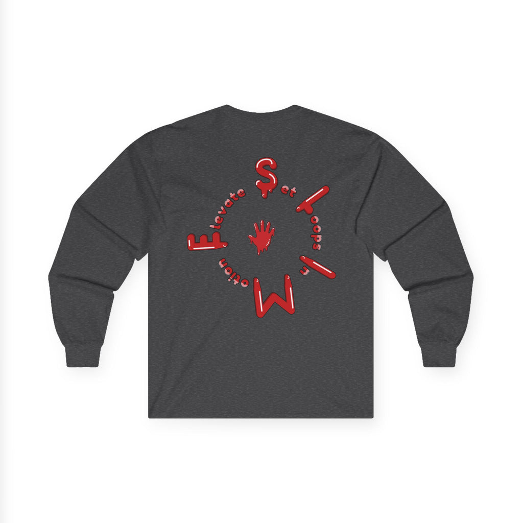 The Slime Shop Ultra Cotton Long-Sleeve Tee — Royal Blue / Red Slime Sircle