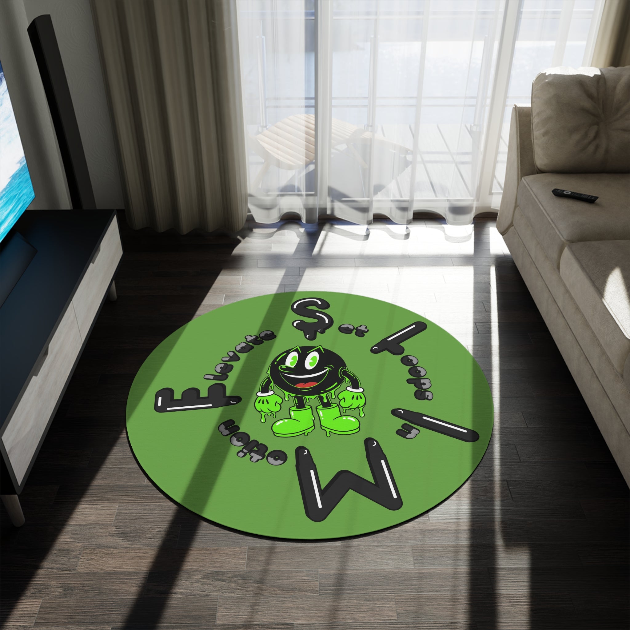 The Slime Shop Round Rug — Slimeman & Ring (Black) III