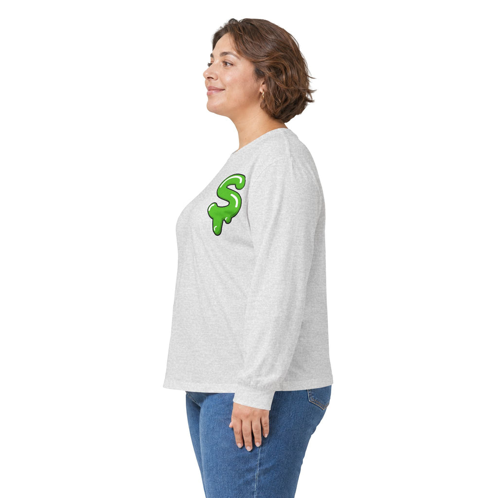 The Slime Shop Ultra Cotton Long-Sleeve Tee — Carolina Blue / Green Slime $