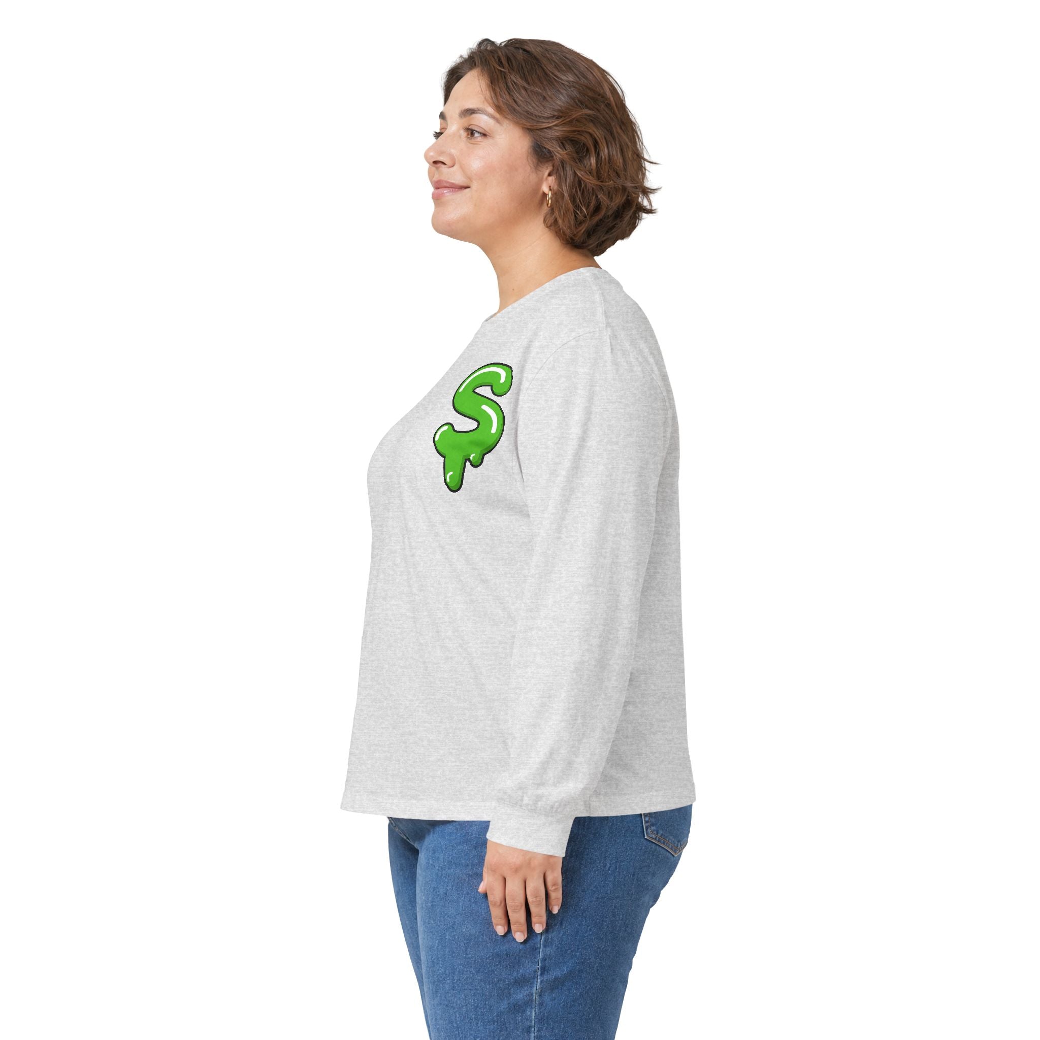 The Slime Shop Ultra Cotton Long-Sleeve Tee — Carolina Blue / Green Slime $