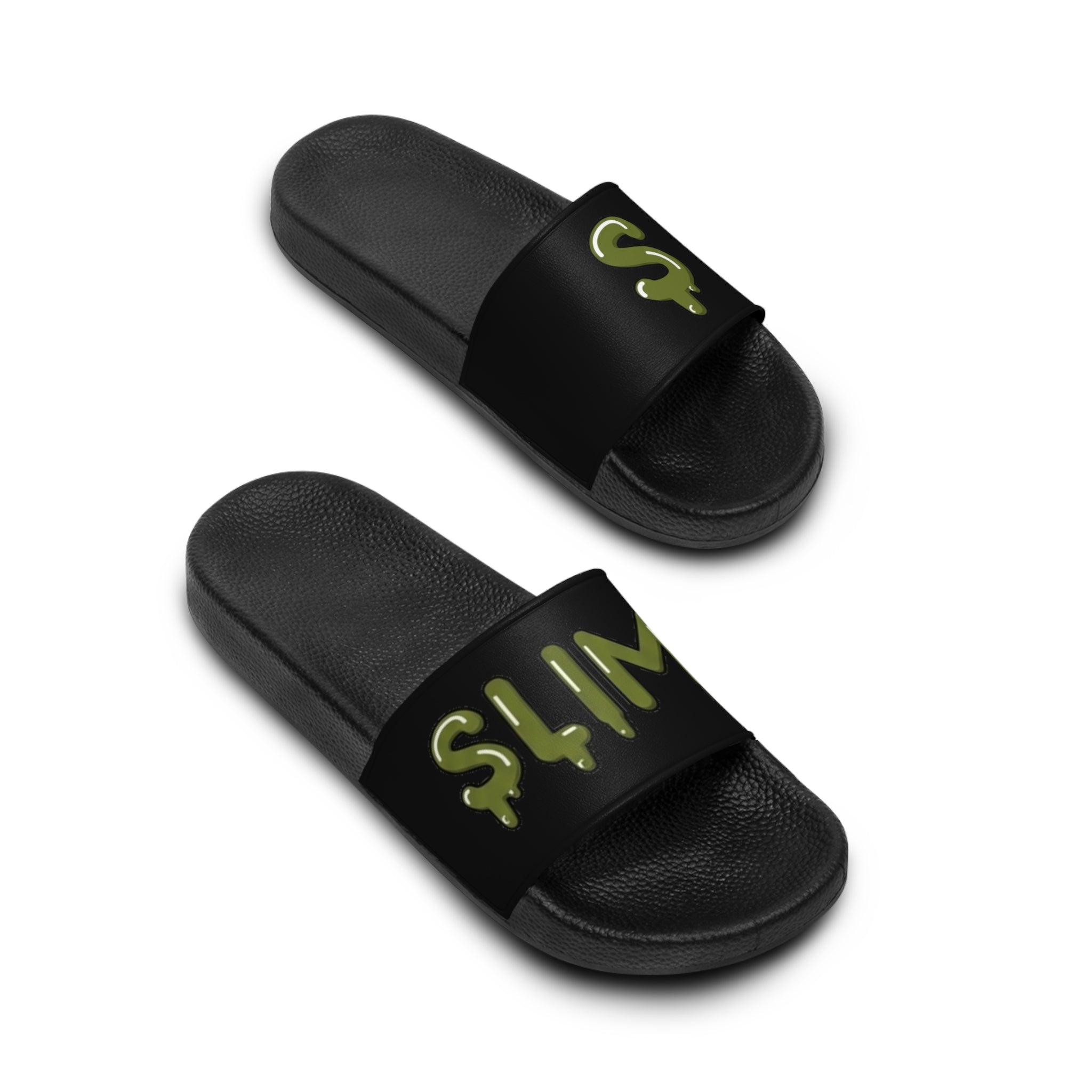 The Slime Shop Slides — Black / Olive Slime-$