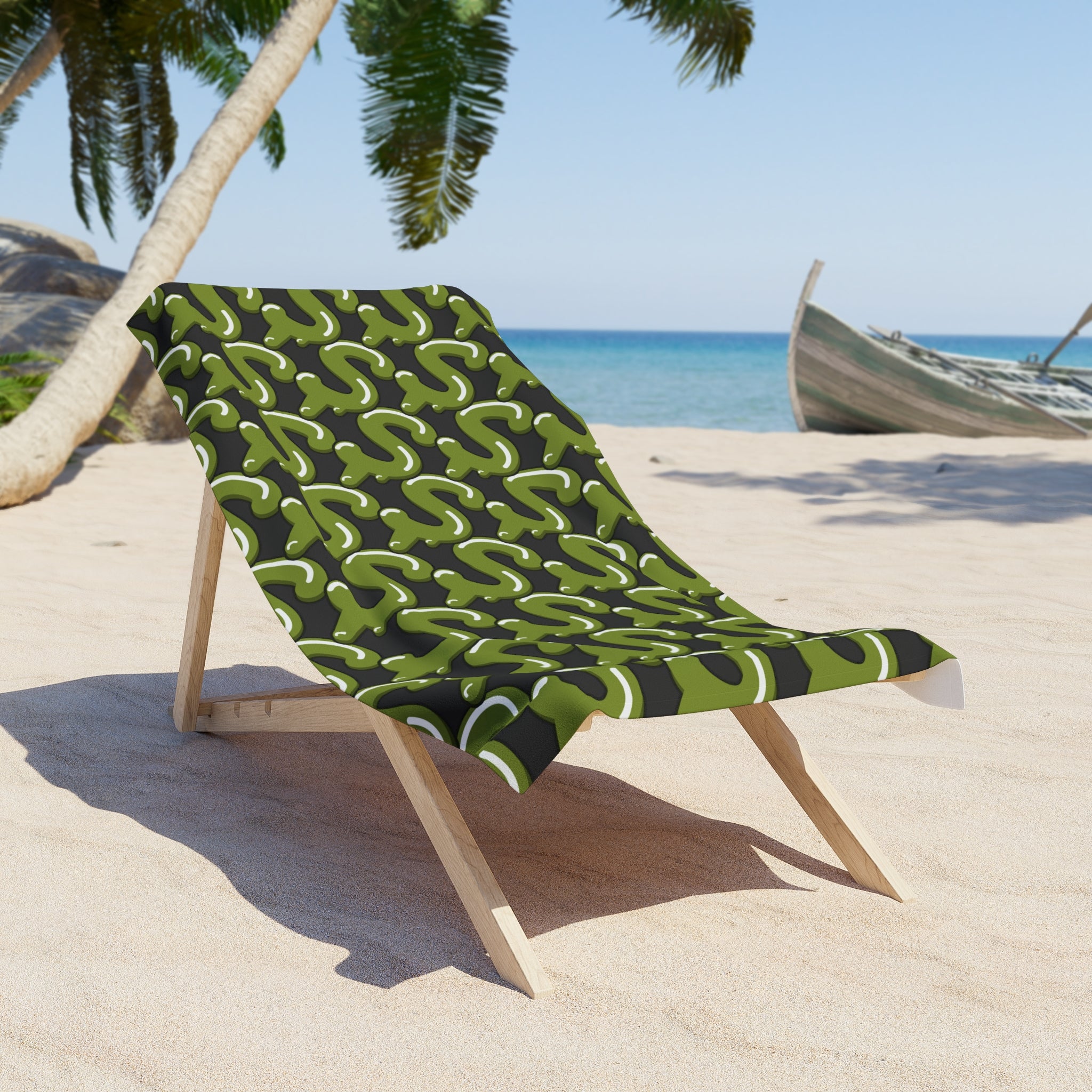 The Slime Shop Beach Towel — Black / Olive Slime $