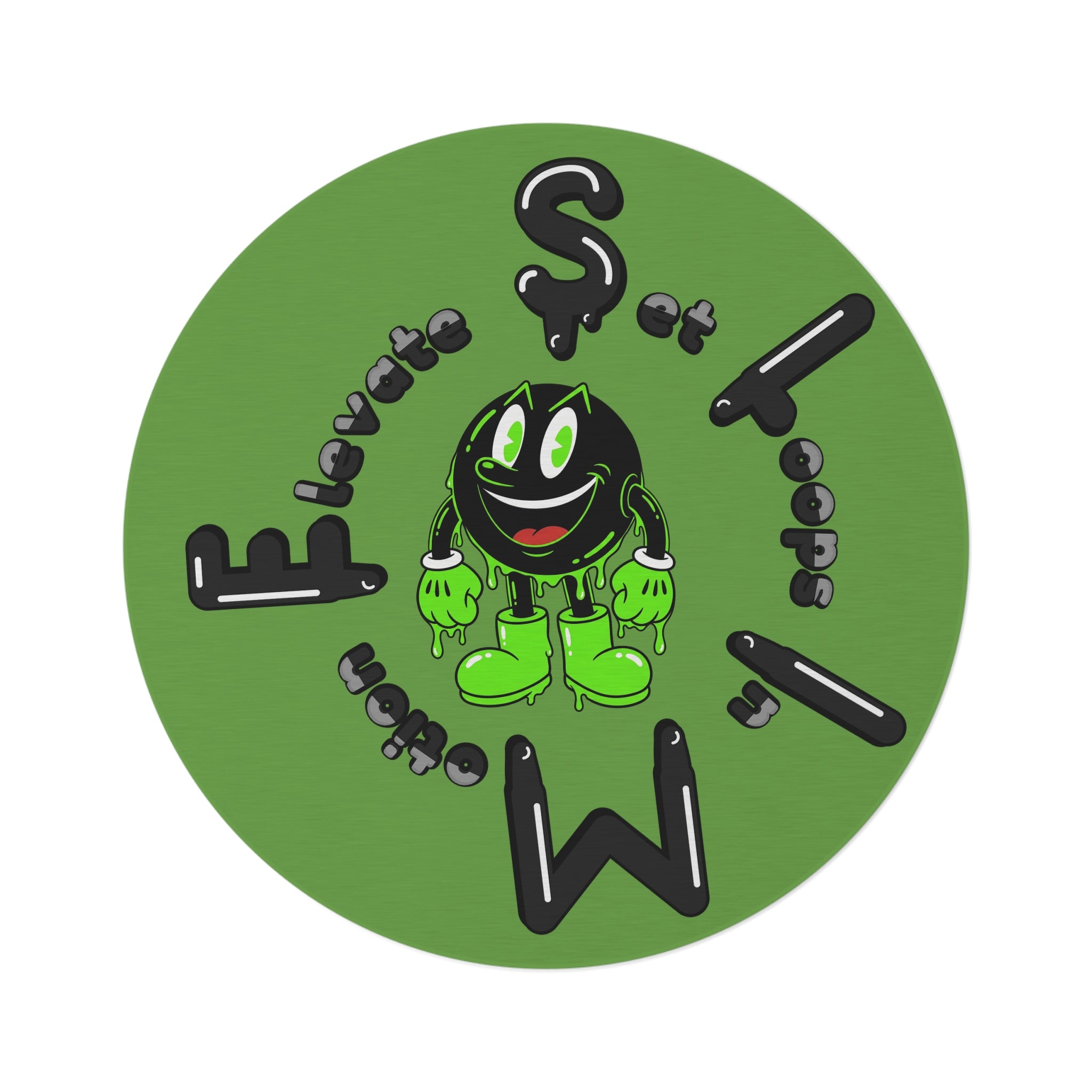 The Slime Shop Round Rug — Slimeman & Ring (Black) III