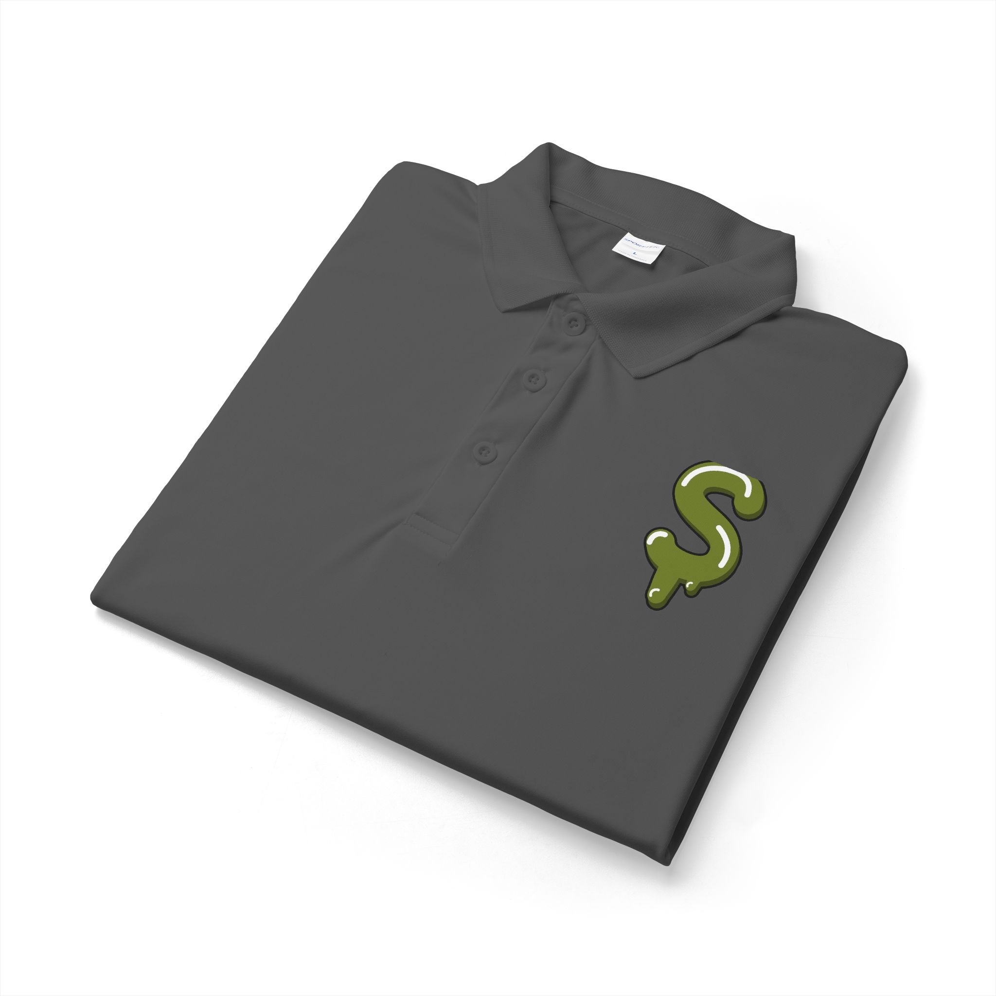 The Slime Shop Sport-Tek Polo — White / Olive Slime $