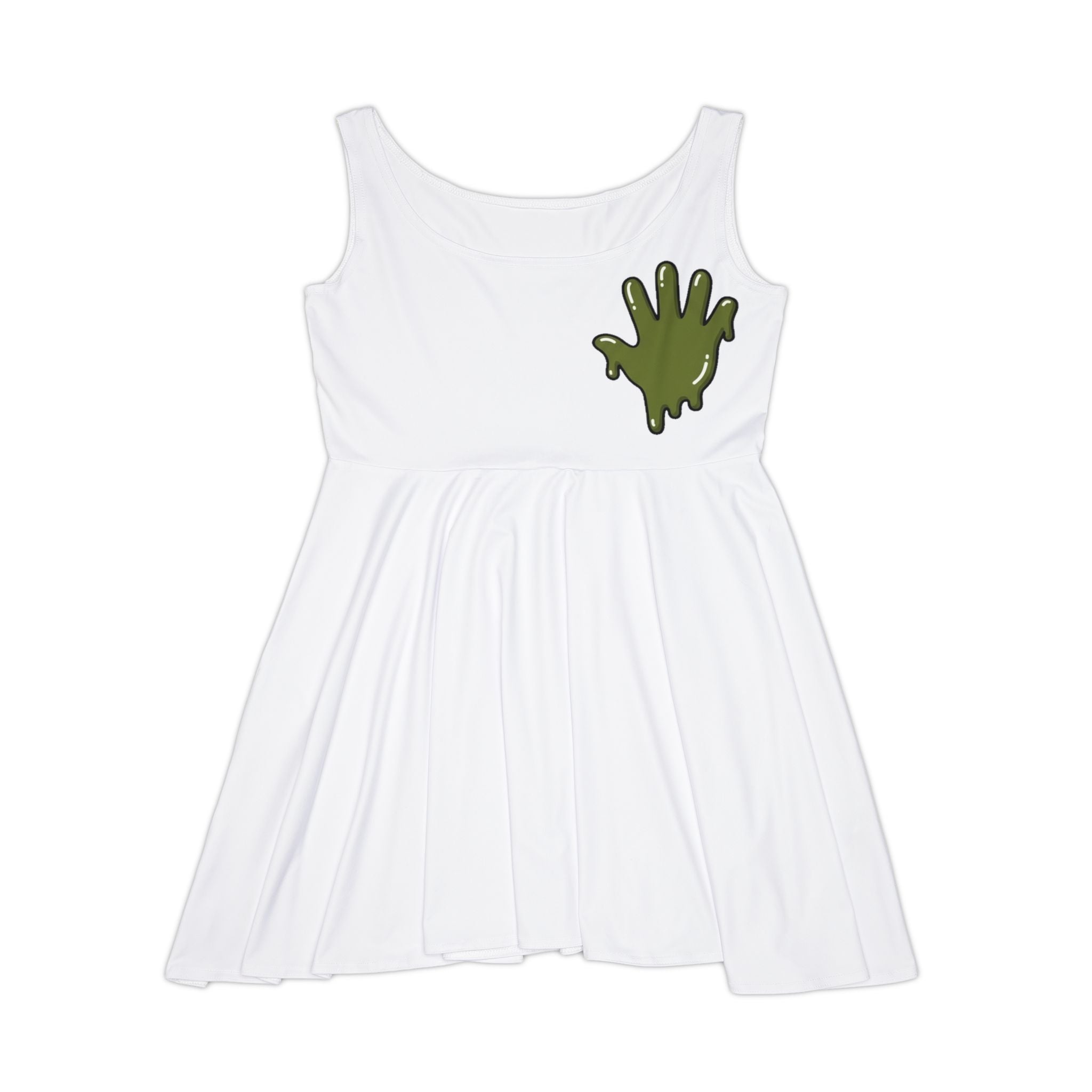 The Slime Shop Women's Skater Dress — White / Olive Slime In 5