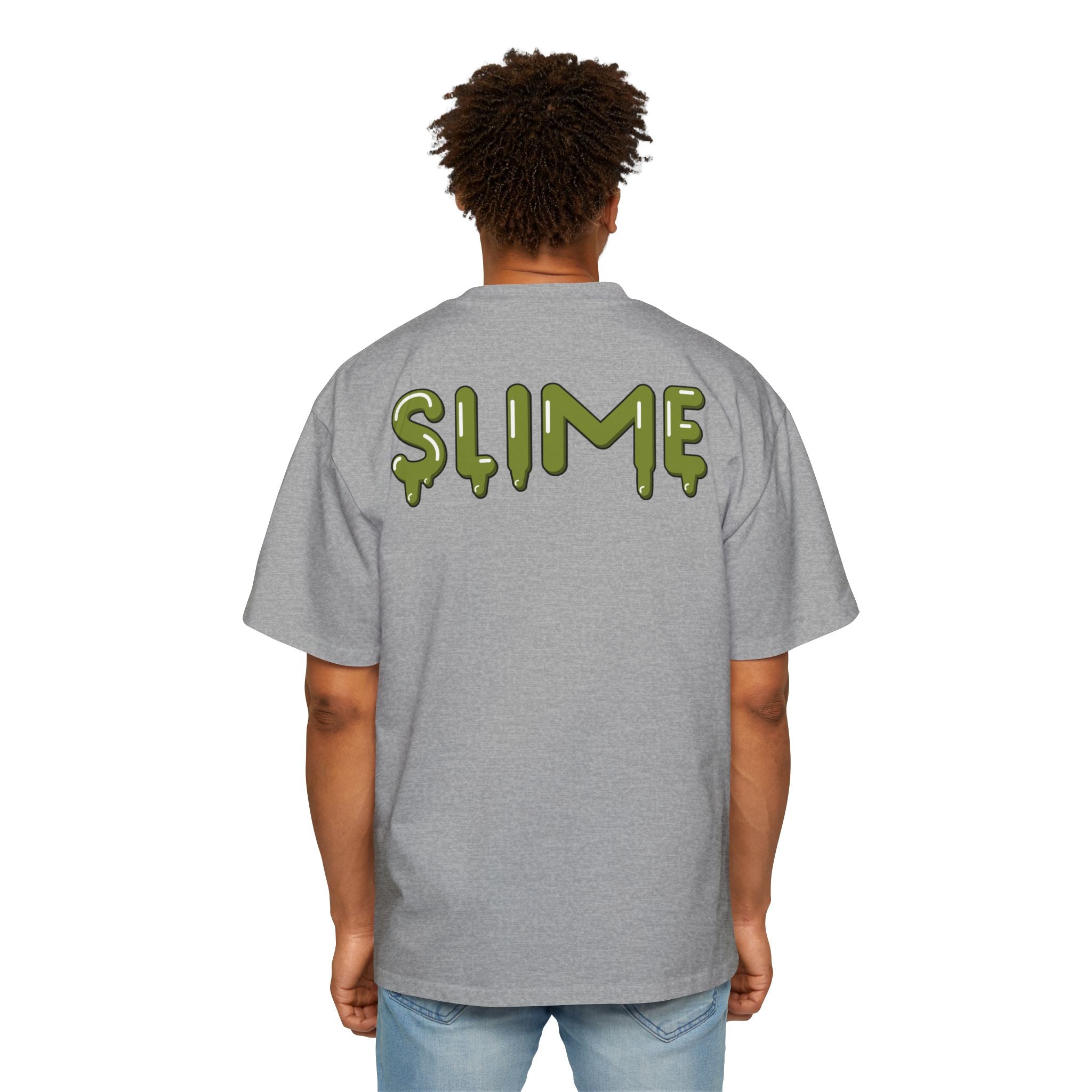 The Slime Shop Men's Oversized Tee — White / Olive SLIME
