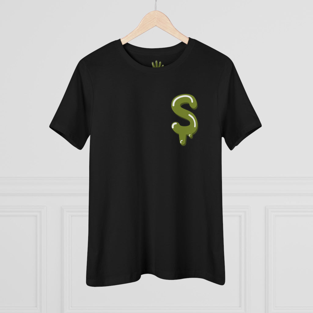 The Slime Shop Women's Tee — White / Olive SLIME
