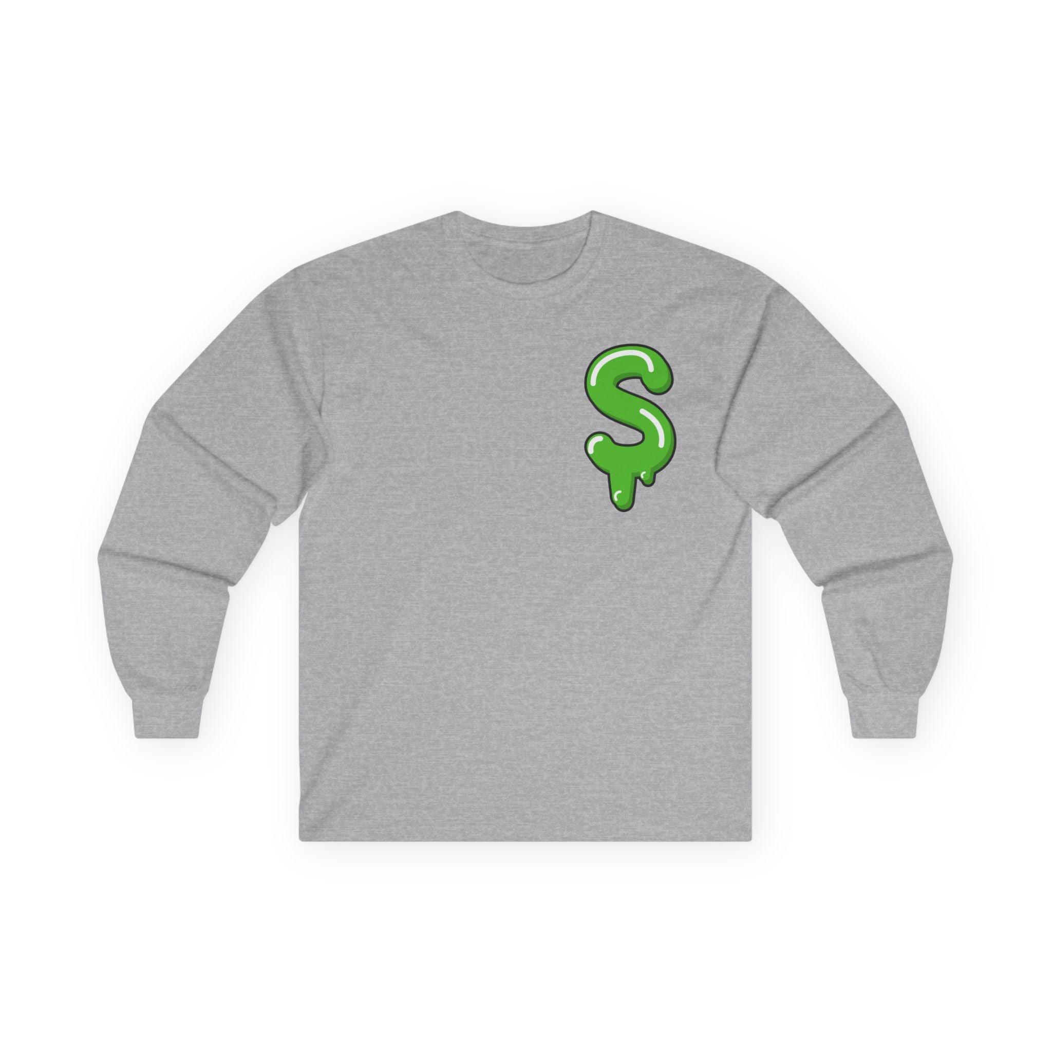 The Slime Shop Ultra Cotton Long-Sleeve Tee — Carolina Blue / Green Slime $