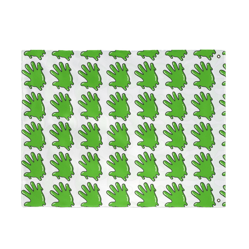 The Slime Shop Double Sided Flag — White / Green Slime S