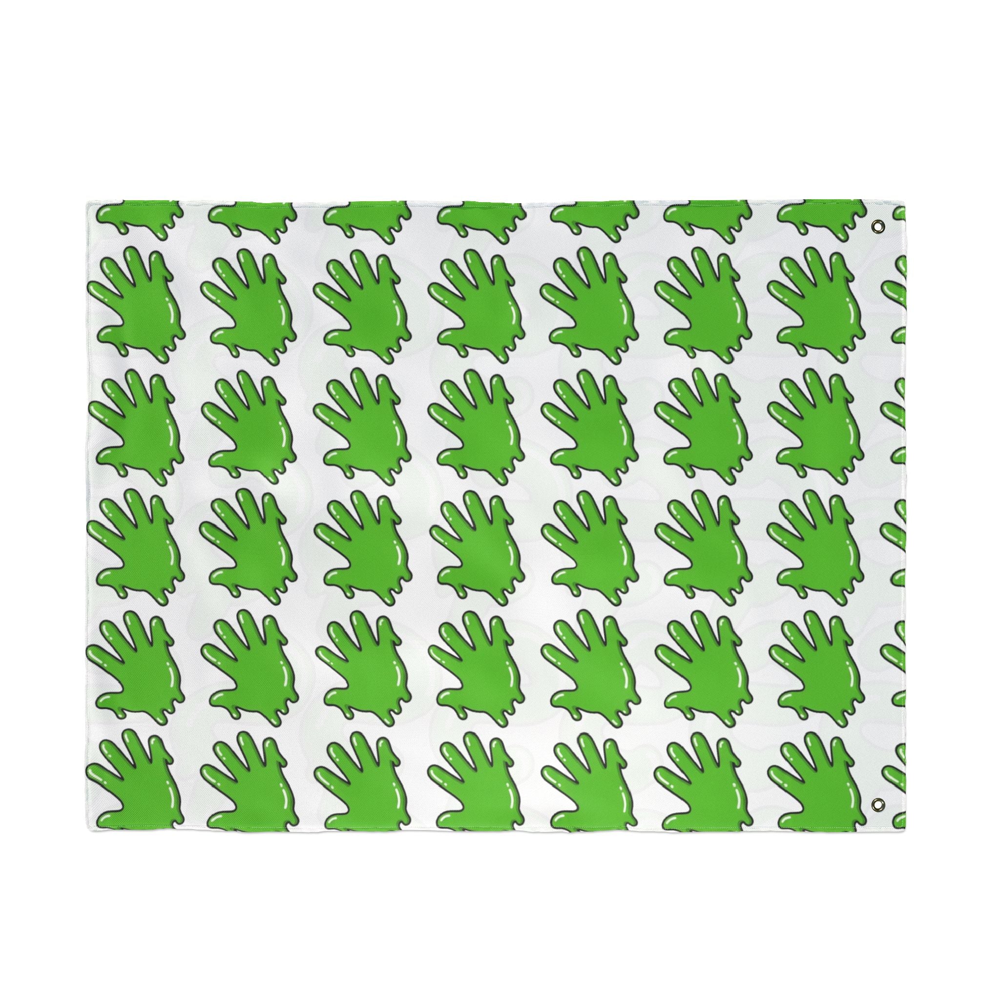The Slime Shop Double Sided Flag — White / Green Slime S