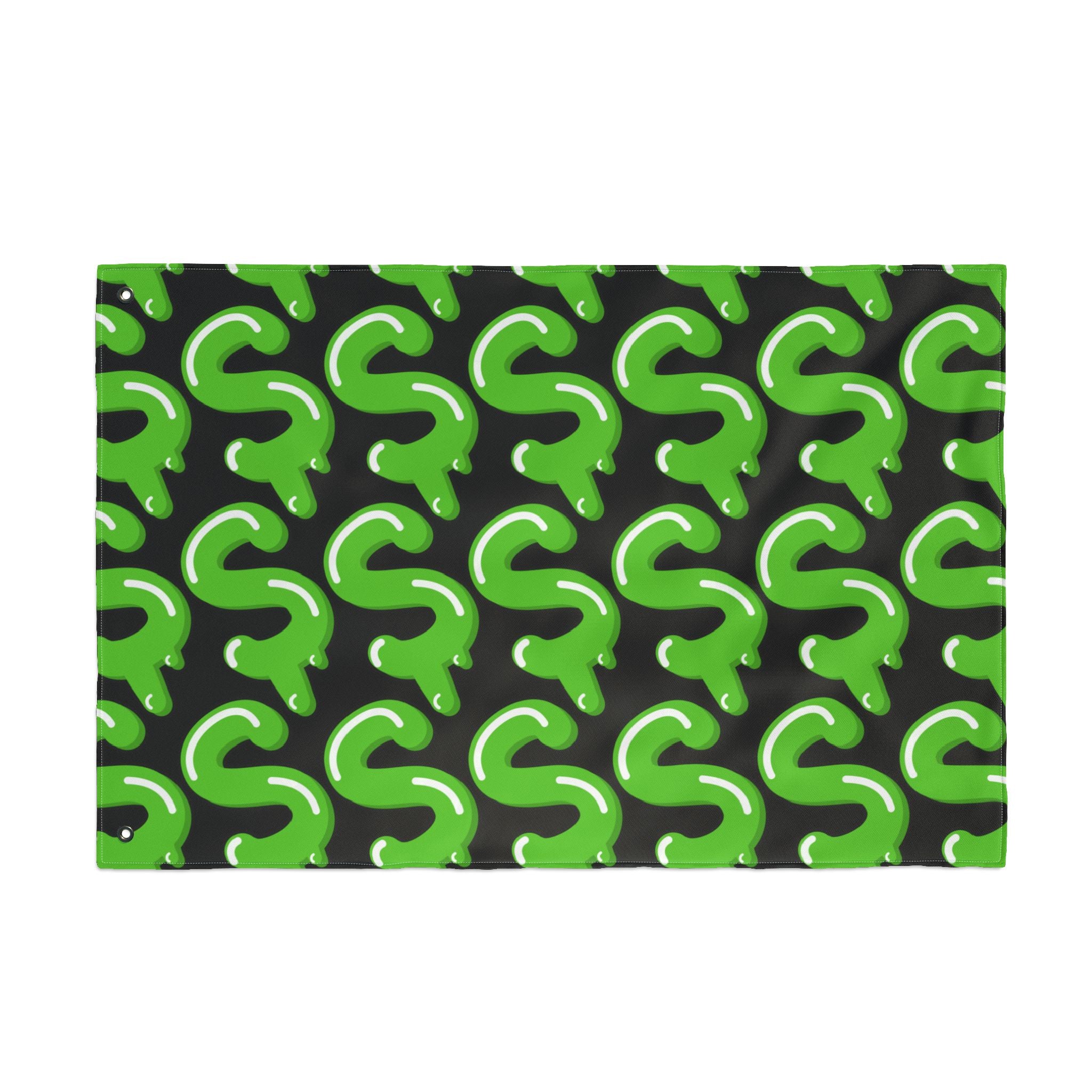 The Slime Shop Double Sided Flag — Black / Green Slime $