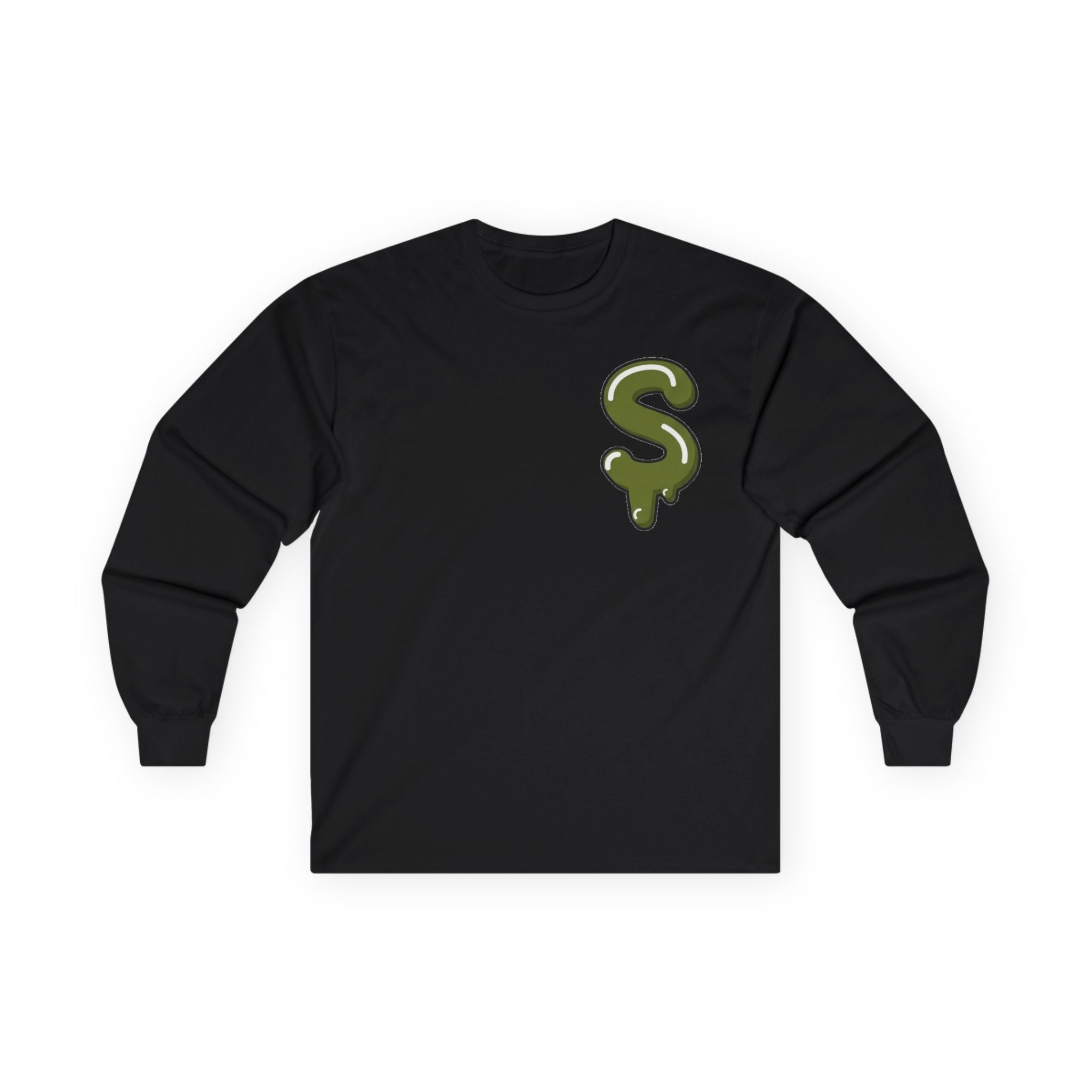 The Slime Shop Ultra Cotton Long-Sleeve Tee — Dark Heather / Olive Slime Sircle