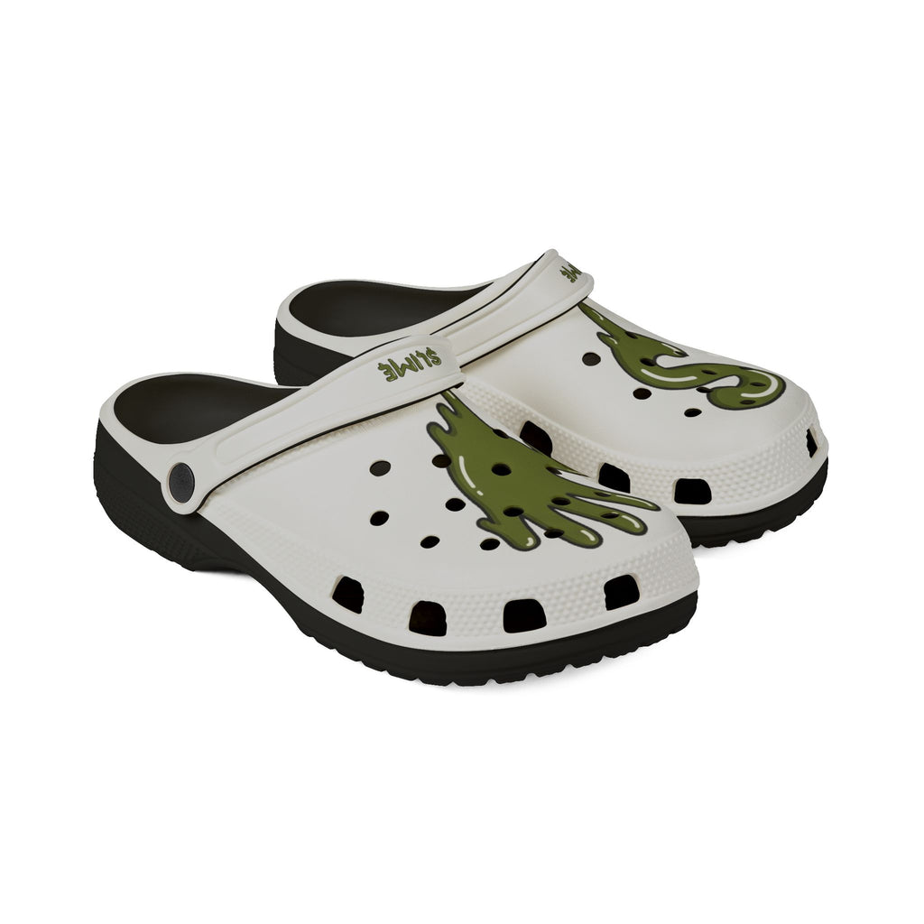 The Slime Shop Foam Clogs — Olive / Slime Drip