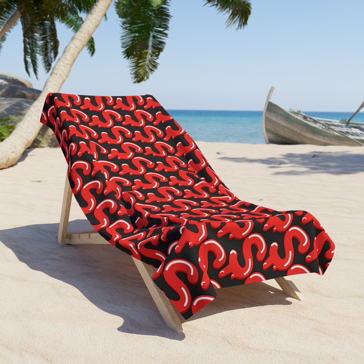 Red/Slime$ Beach Towel