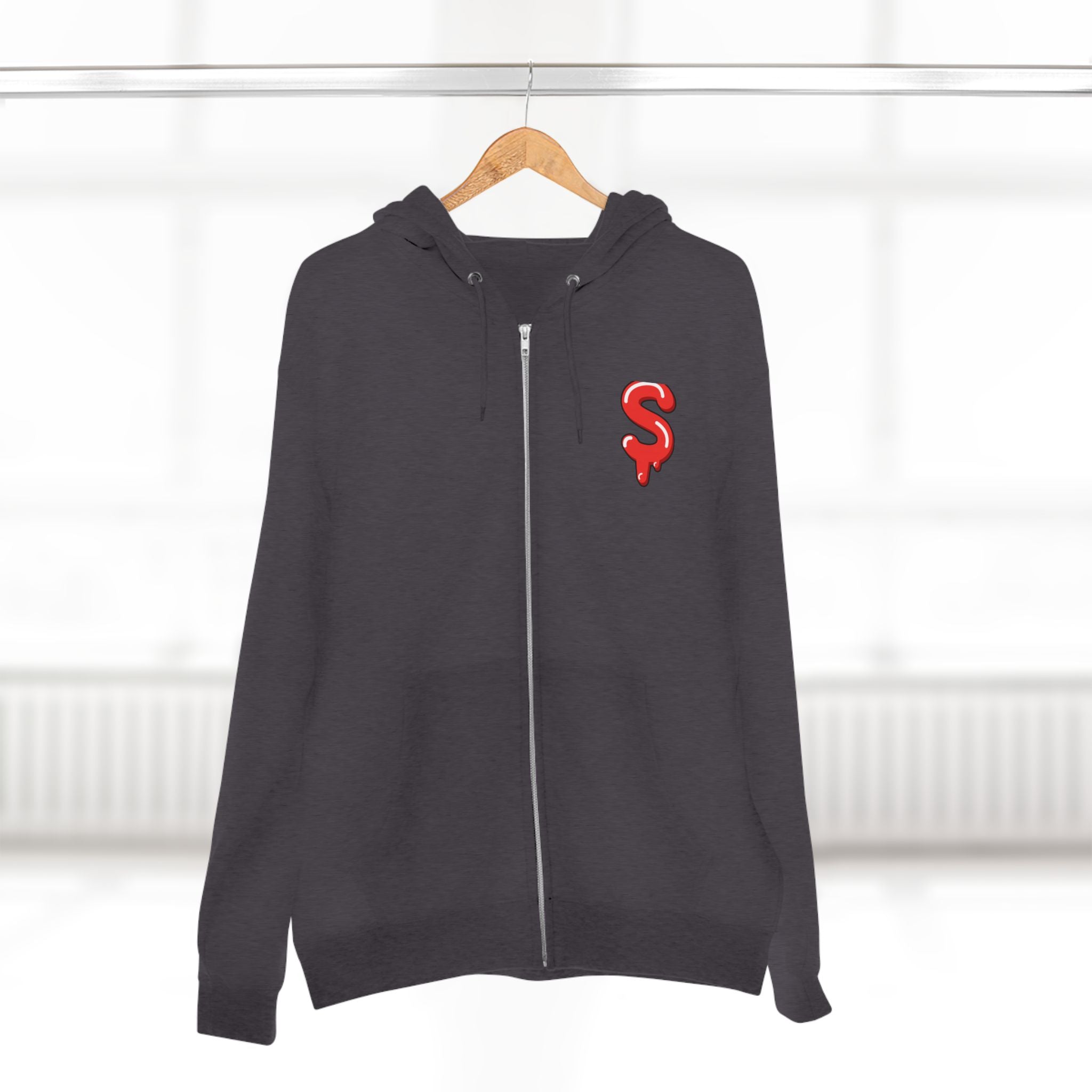 The Slime Shop Zip Hoodie — Heather / Red Slime $