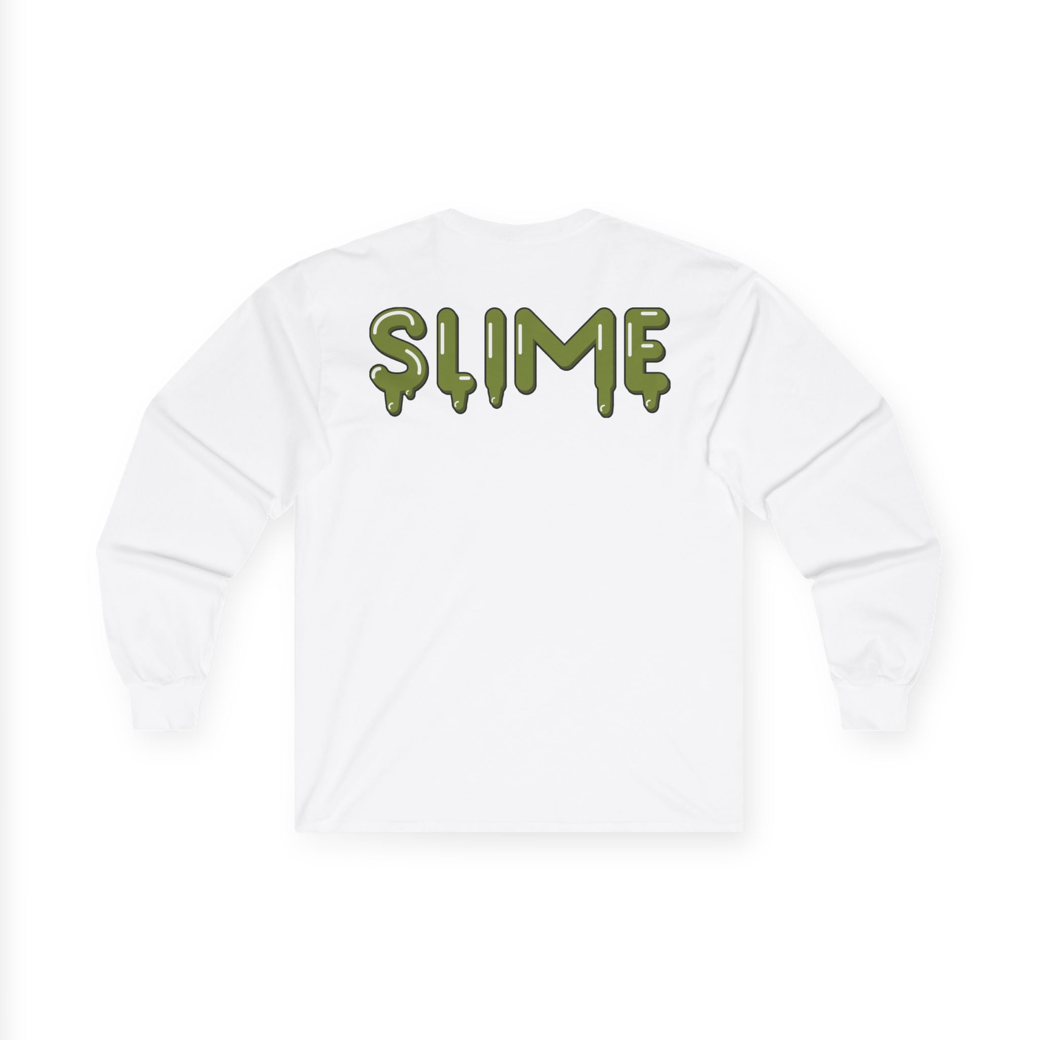 The Slime Shop Ultra Cotton Long-Sleeve — White / Olive Slime-$