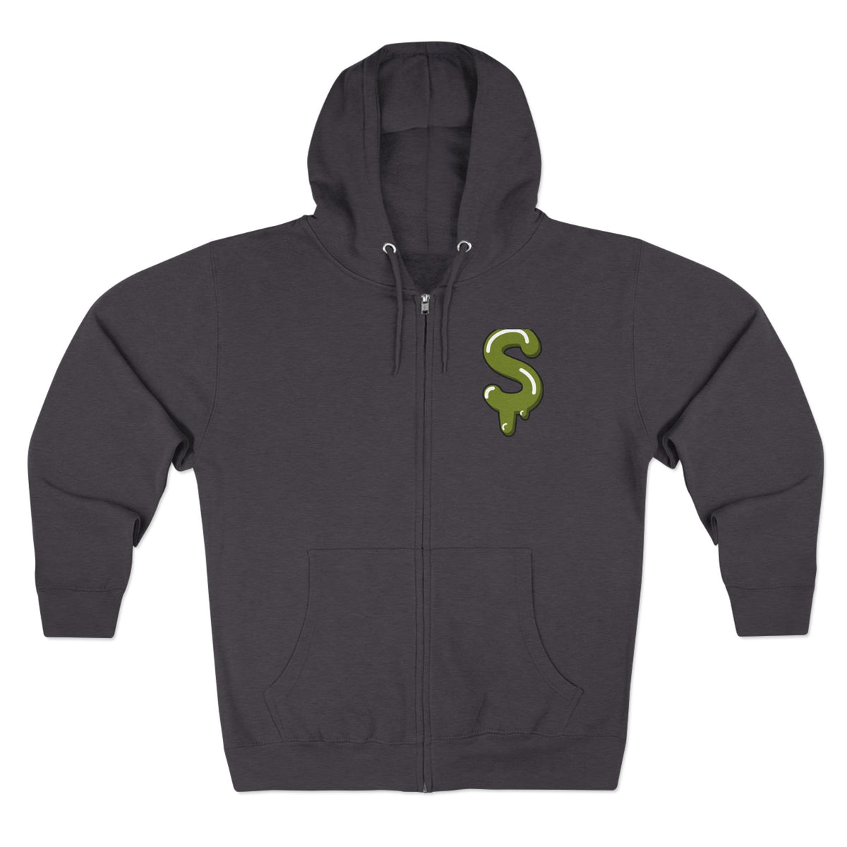 The Slime Shop Zip Hoodie — Heather / Olive Slime $