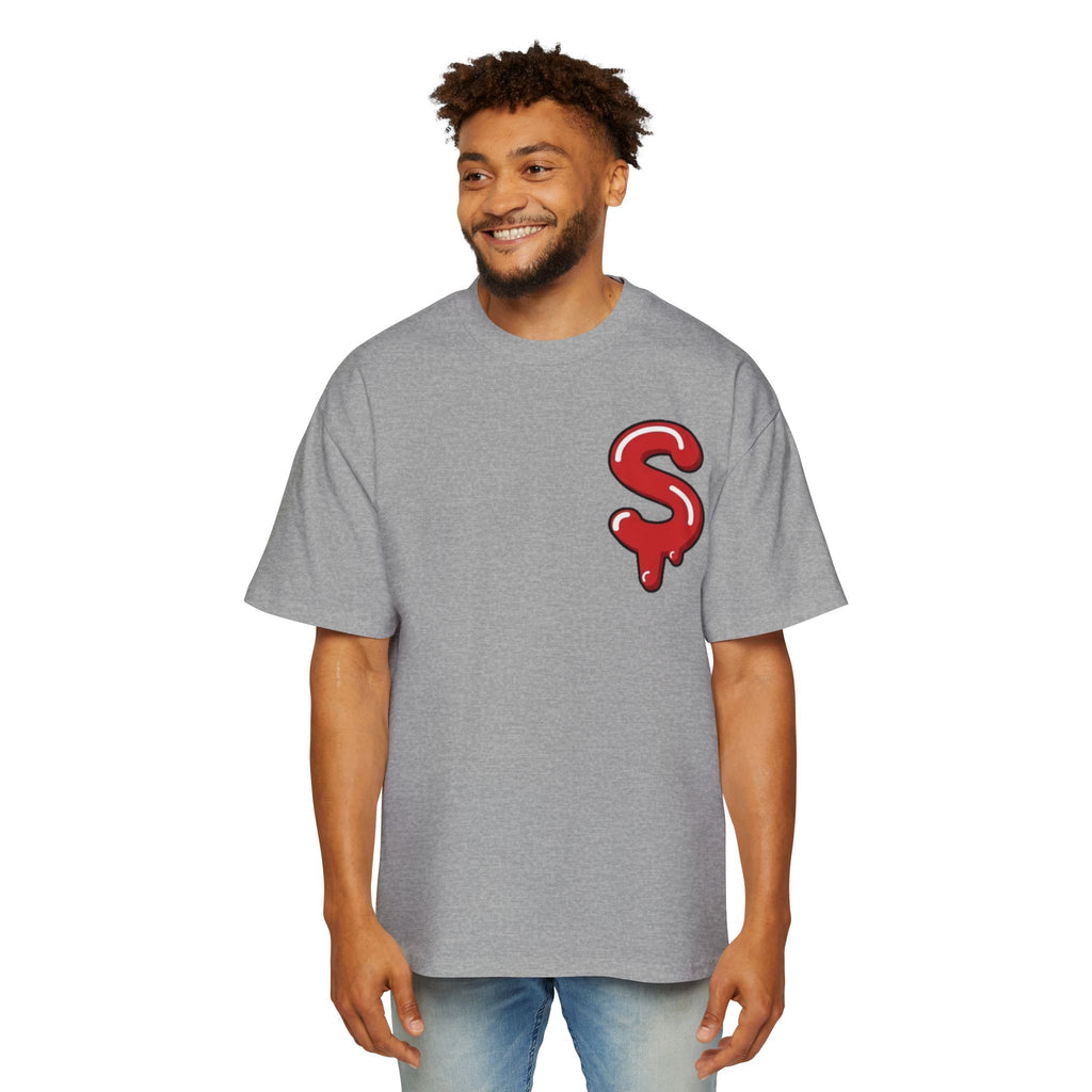 The Slime Shop Men's Heavy Oversized Tee — Black / Red Slime Sircle