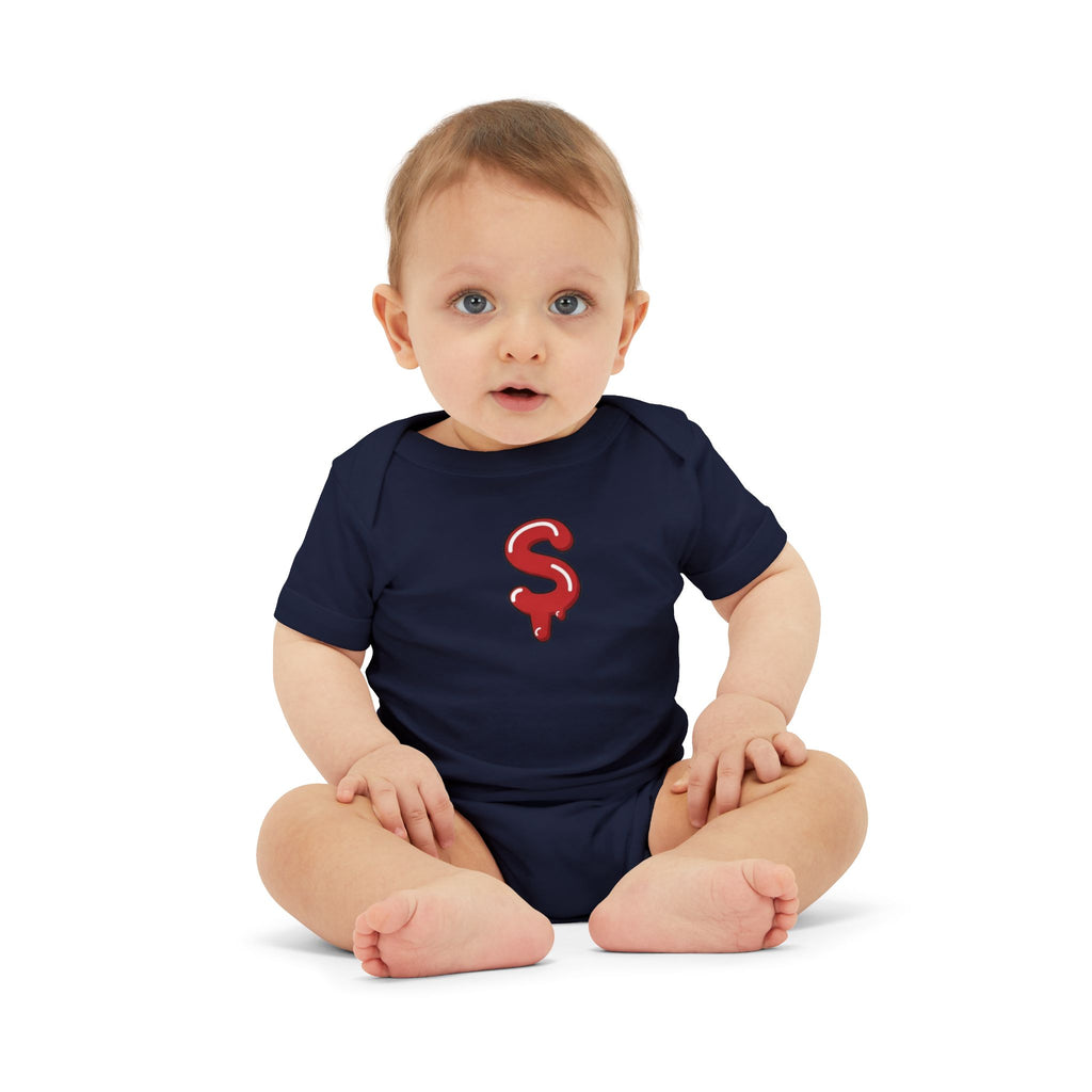 The Slime Shop Infant Jersey One Piece — Navy / Red Slime $