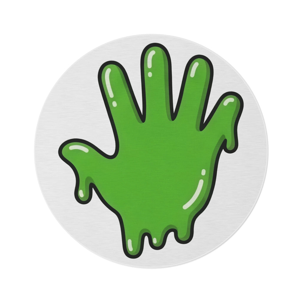 The Slime Shop Round Rug — Slime Hand (Green)