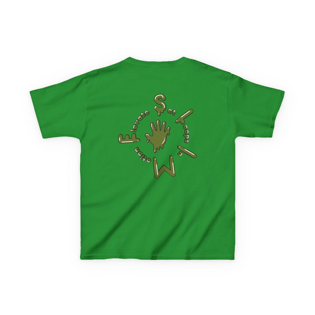 The Slime Shop Kids Heavy Cotton Tee — White / Military Green Slime $