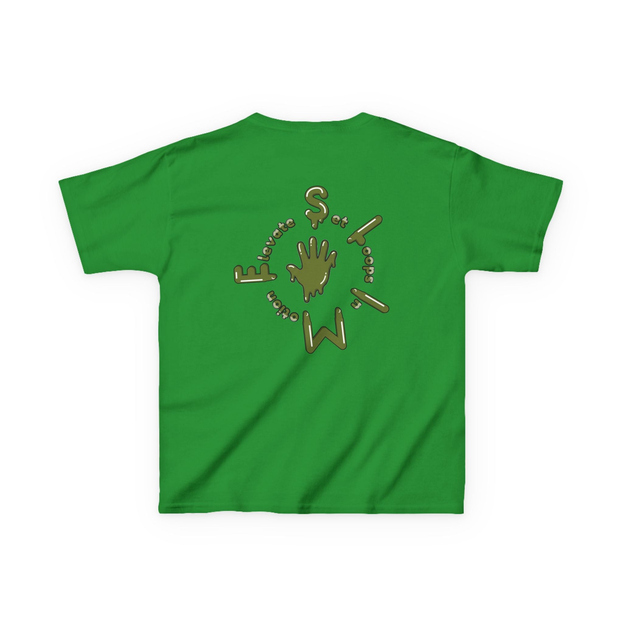 The Slime Shop Kids Heavy Cotton Tee — White / Military Green Slime $