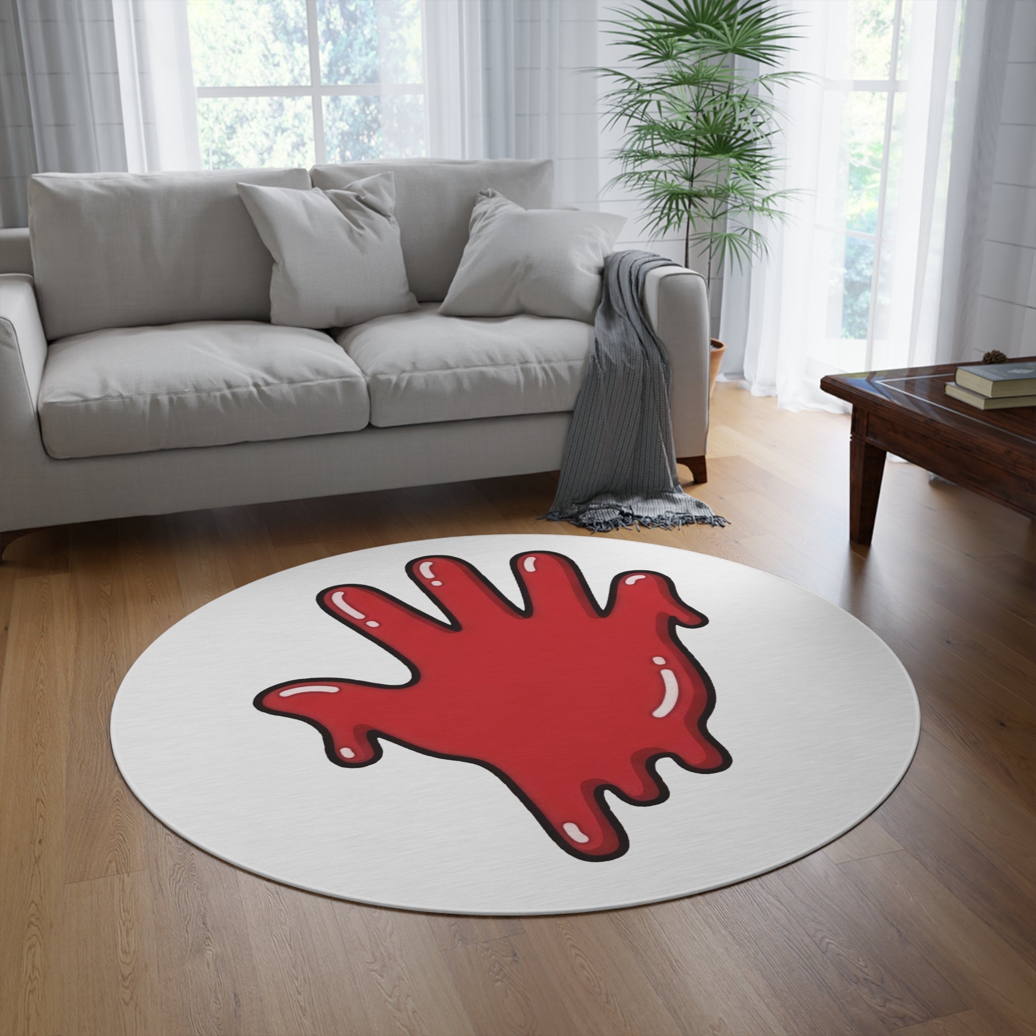 The Slime Shop Round Rug — Slime Hand (Red) III