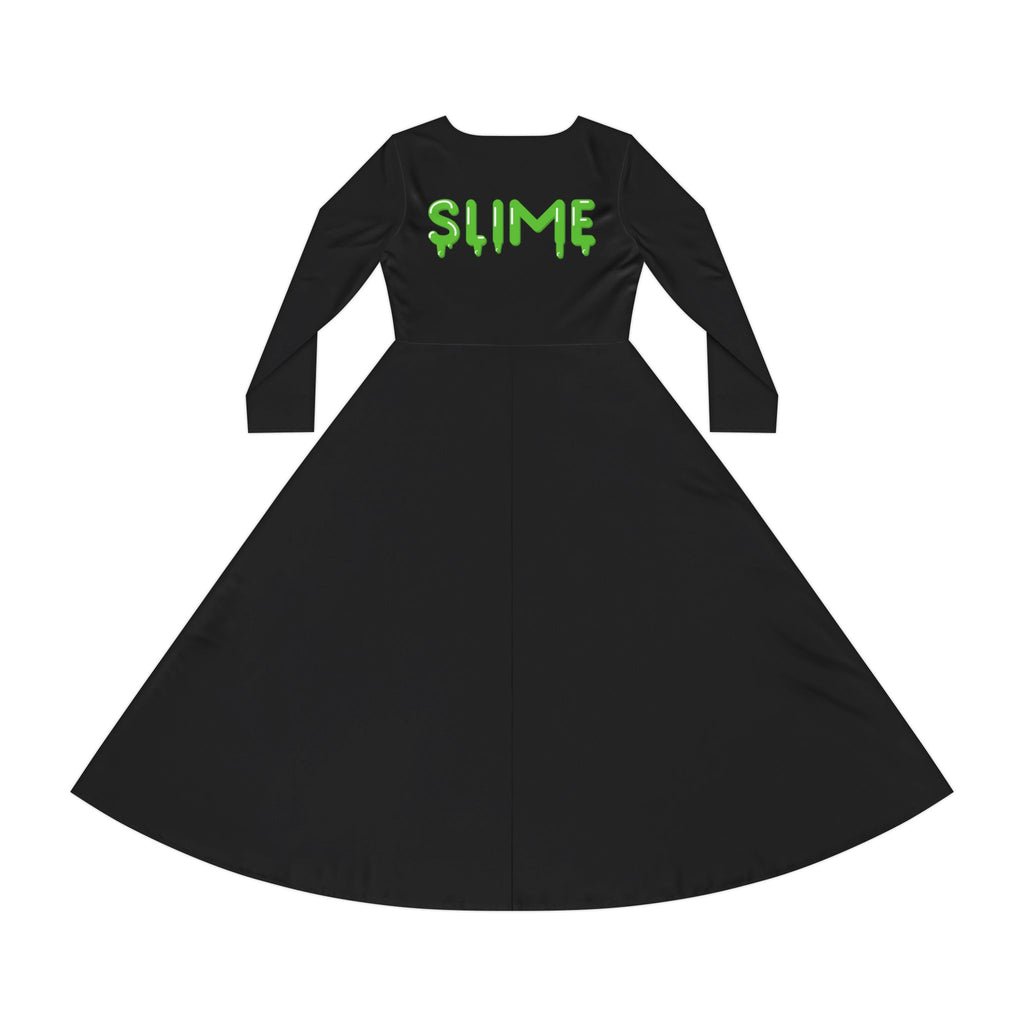The Slime Shop Women's Long Sleeve Dance Dress — Black / Green Slime $