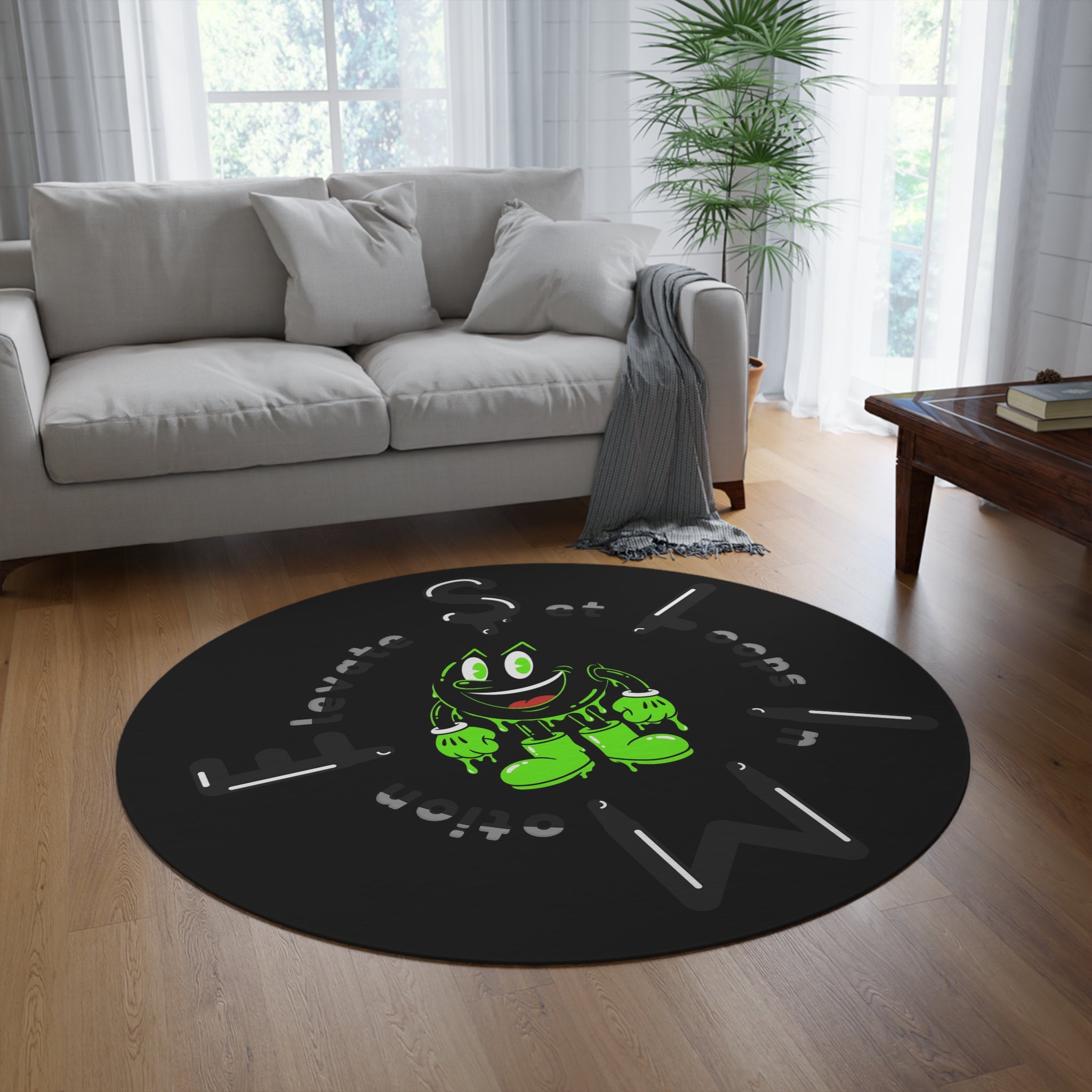 The Slime Shop Round Rug — Slimeman & Ring (Black) II