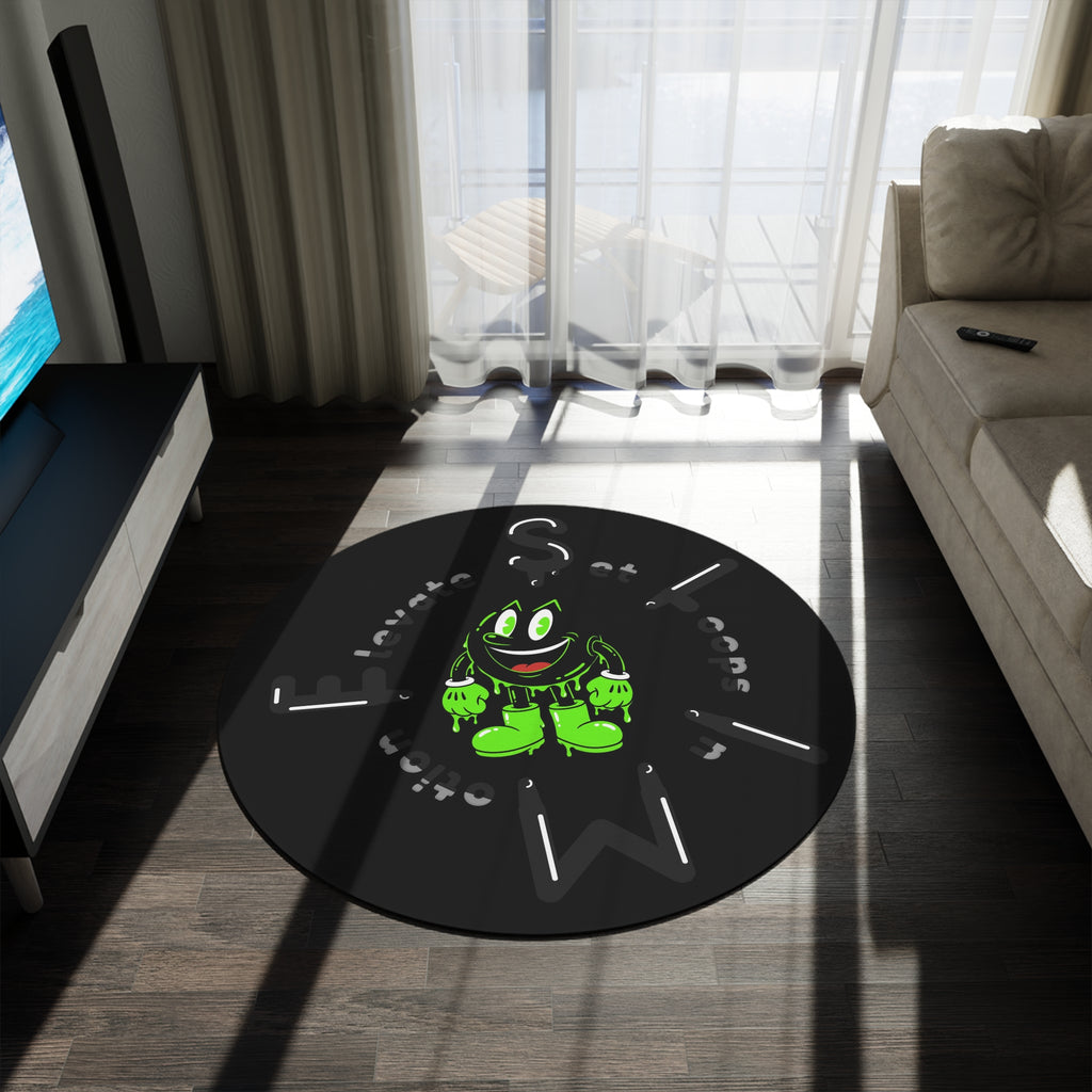 The Slime Shop Round Rug — Slimeman & Ring (Black) II