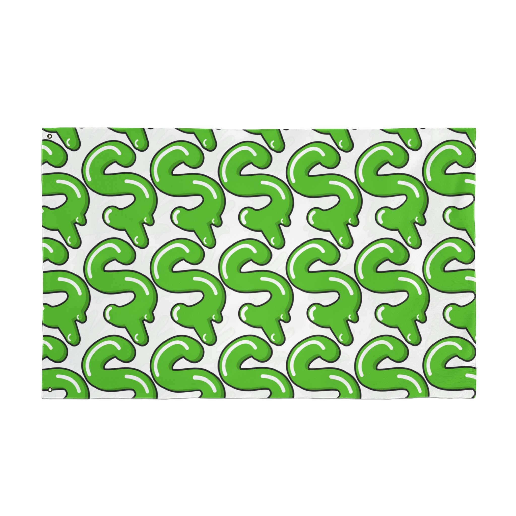 The Slime Shop Double Sided Flag — White / Green Slime $