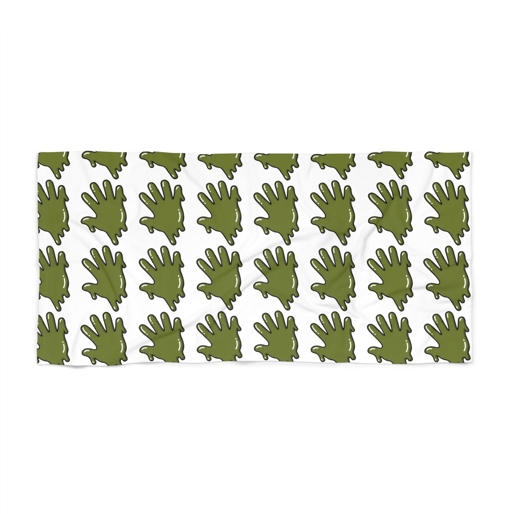 The Slime Shop Beach Towel — White / Olive Slime In 5