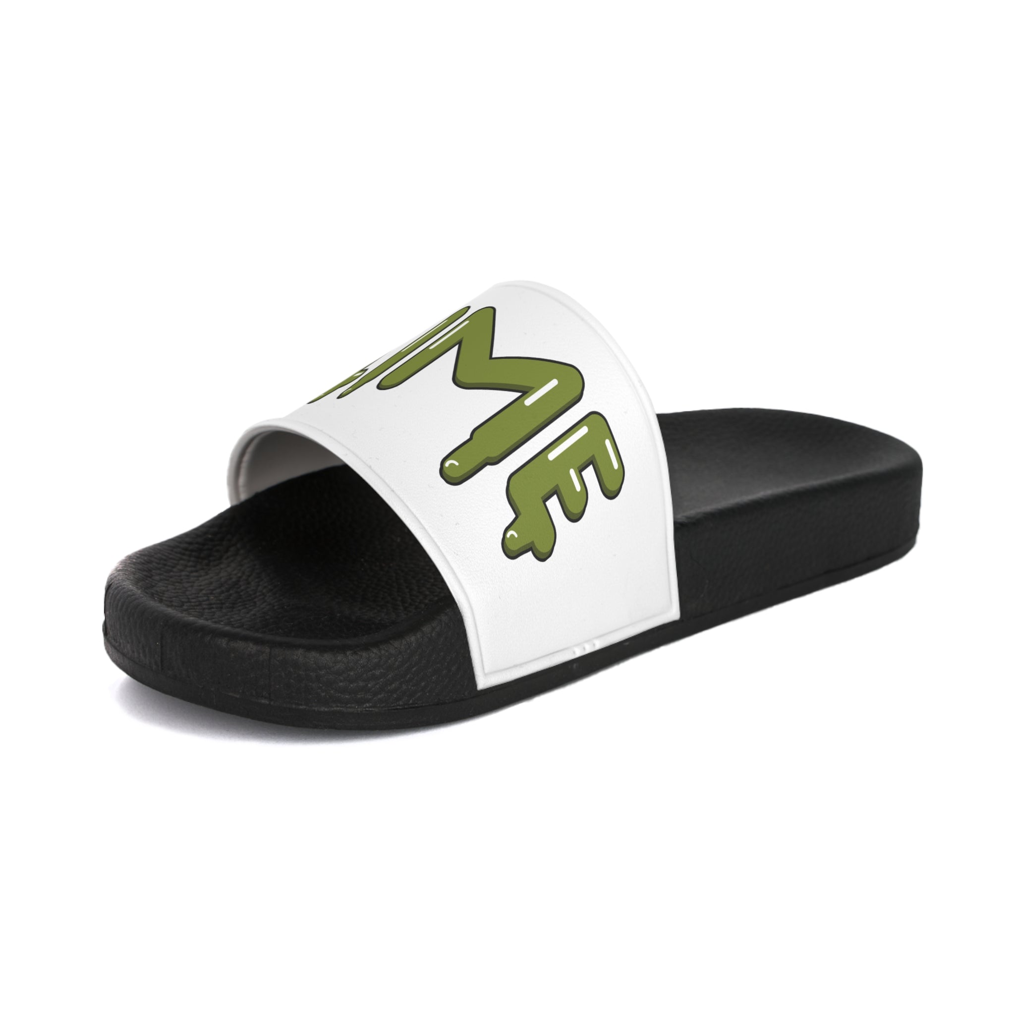 The Slime Shop Slides — Black / Olive Slime In 5