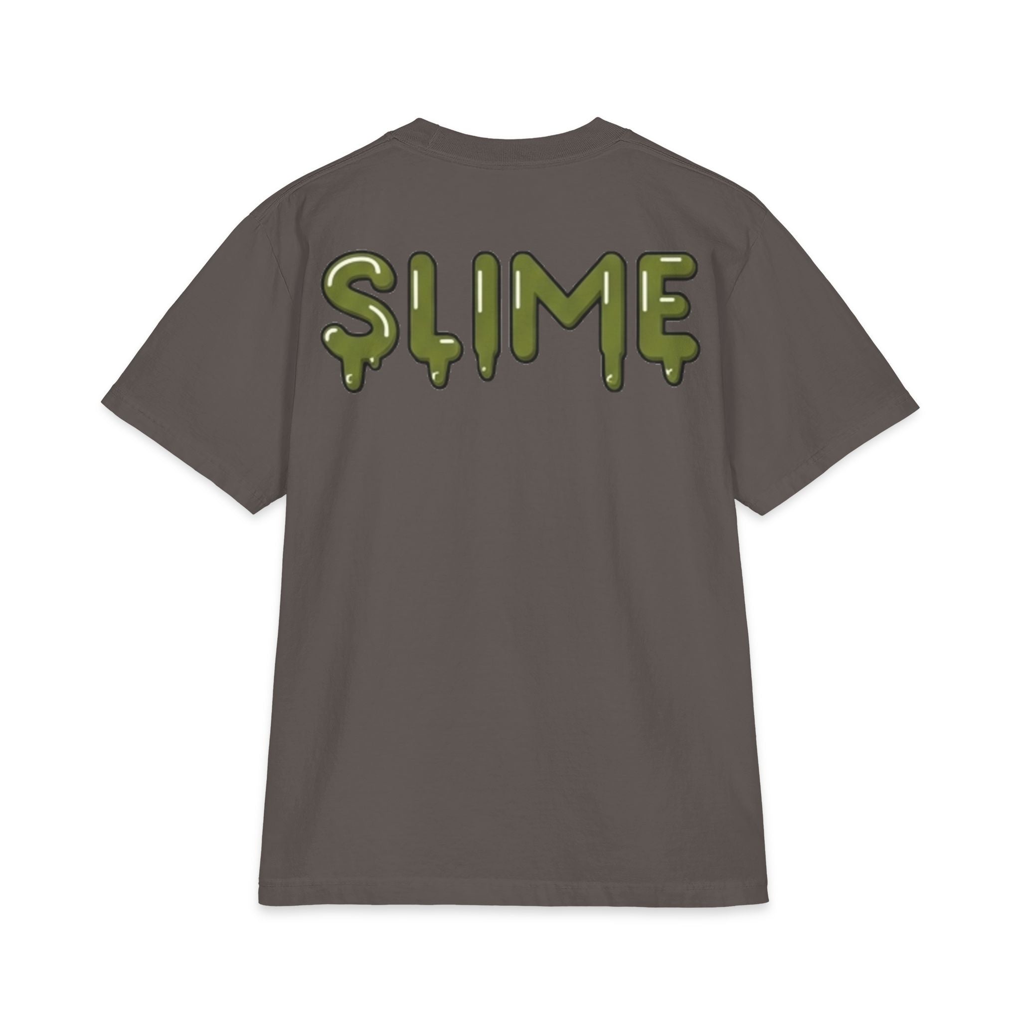 The Slime Shop Max Heavyweight Tee — White / Olive Slime-$