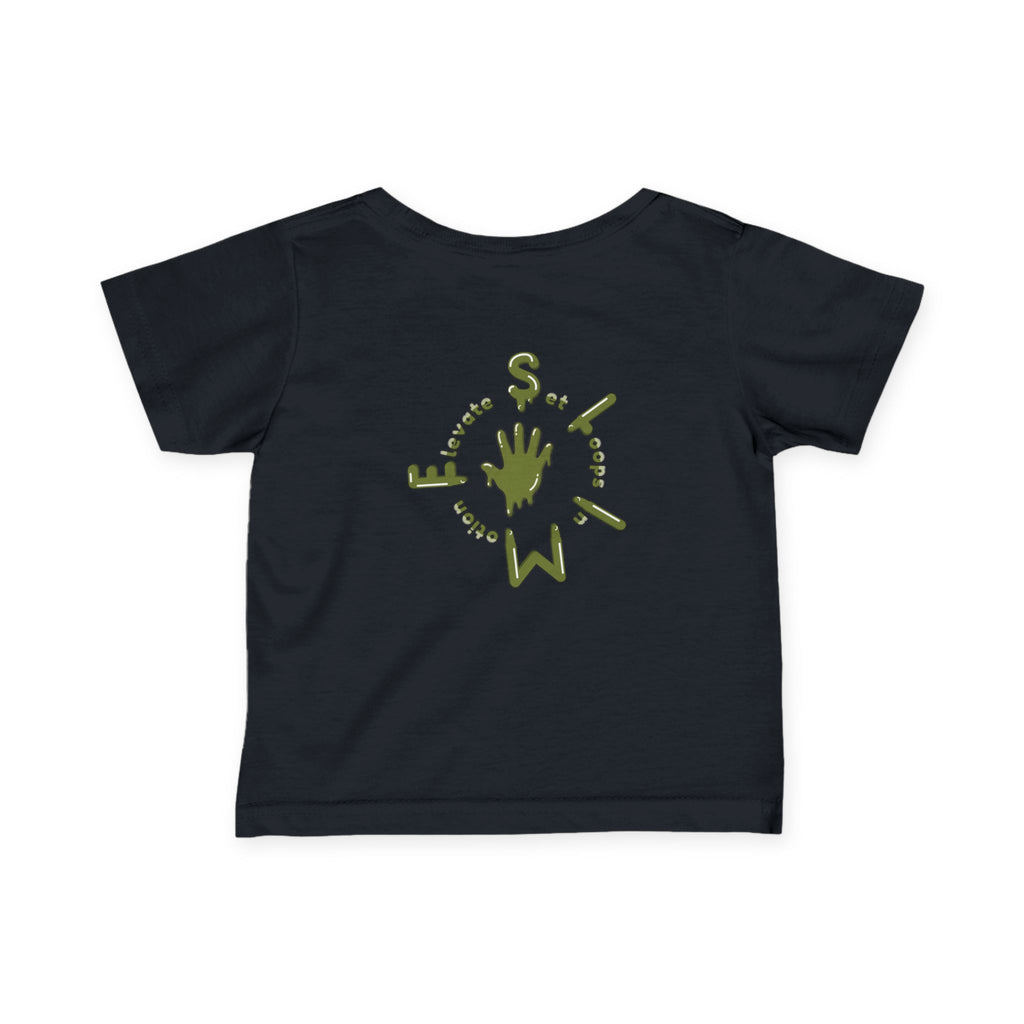 The Slime Shop Infant Fine Jersey Tee — Black / Military Green Slime Sircle