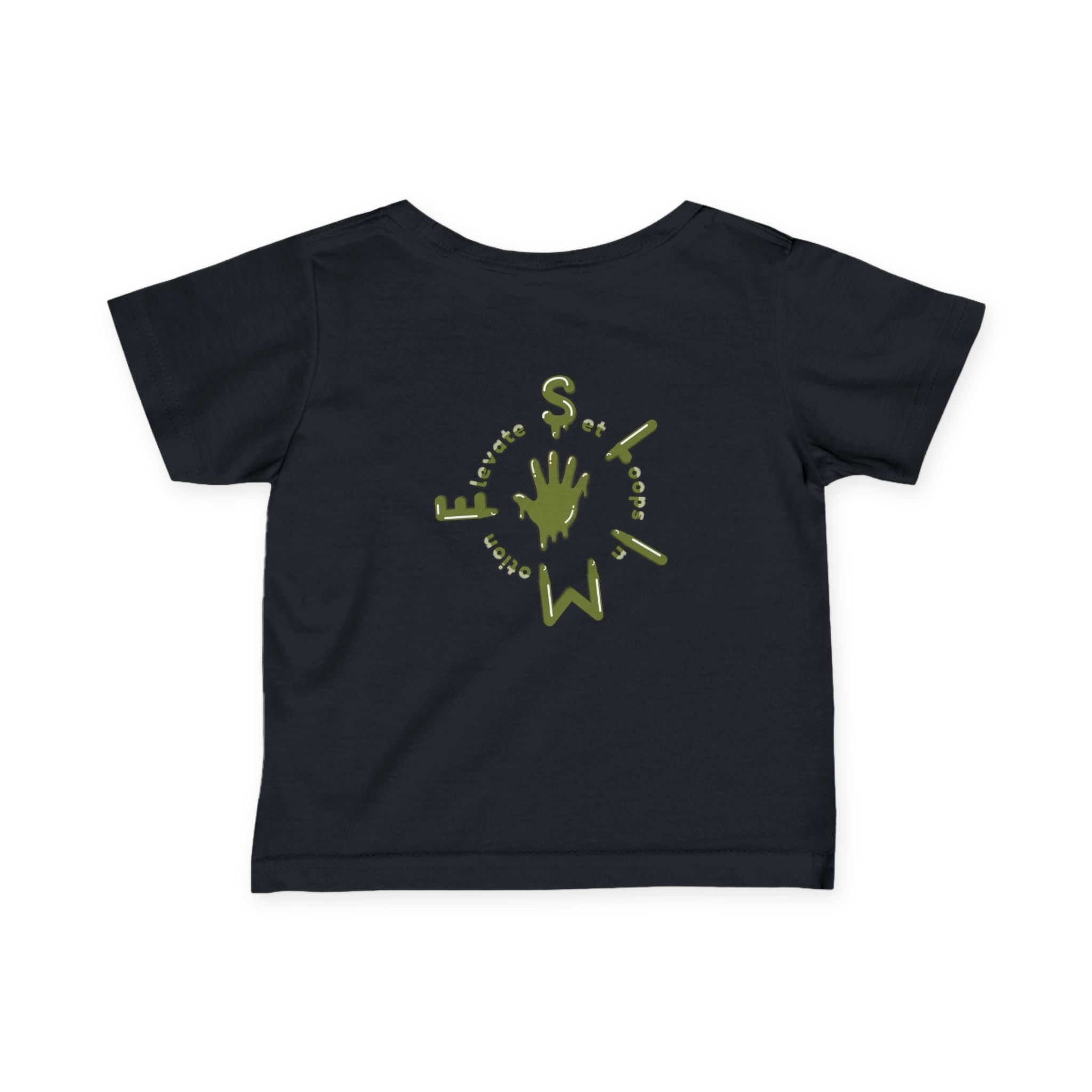 The Slime Shop Infant Fine Jersey Tee — Black / Military Green Slime Sircle