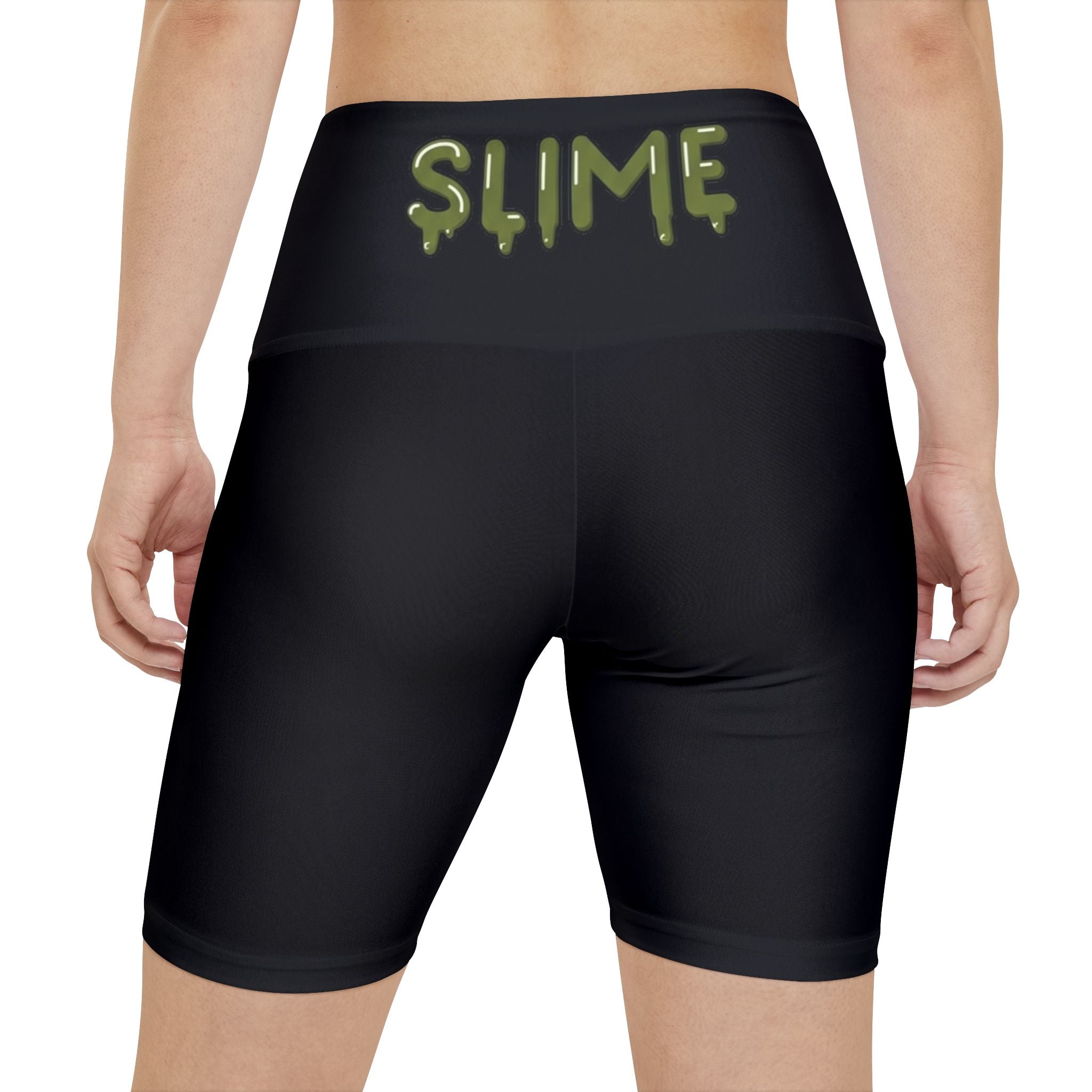 The Slime Shop Women's Workout Shorts — Black / Olive Slime In 5