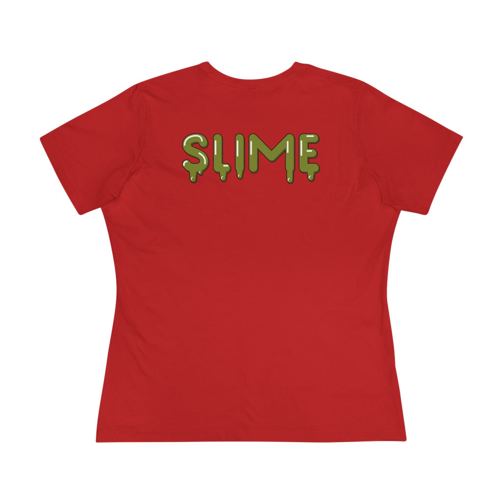 The Slime Shop Women's Tee — White / Olive Slime In 5
